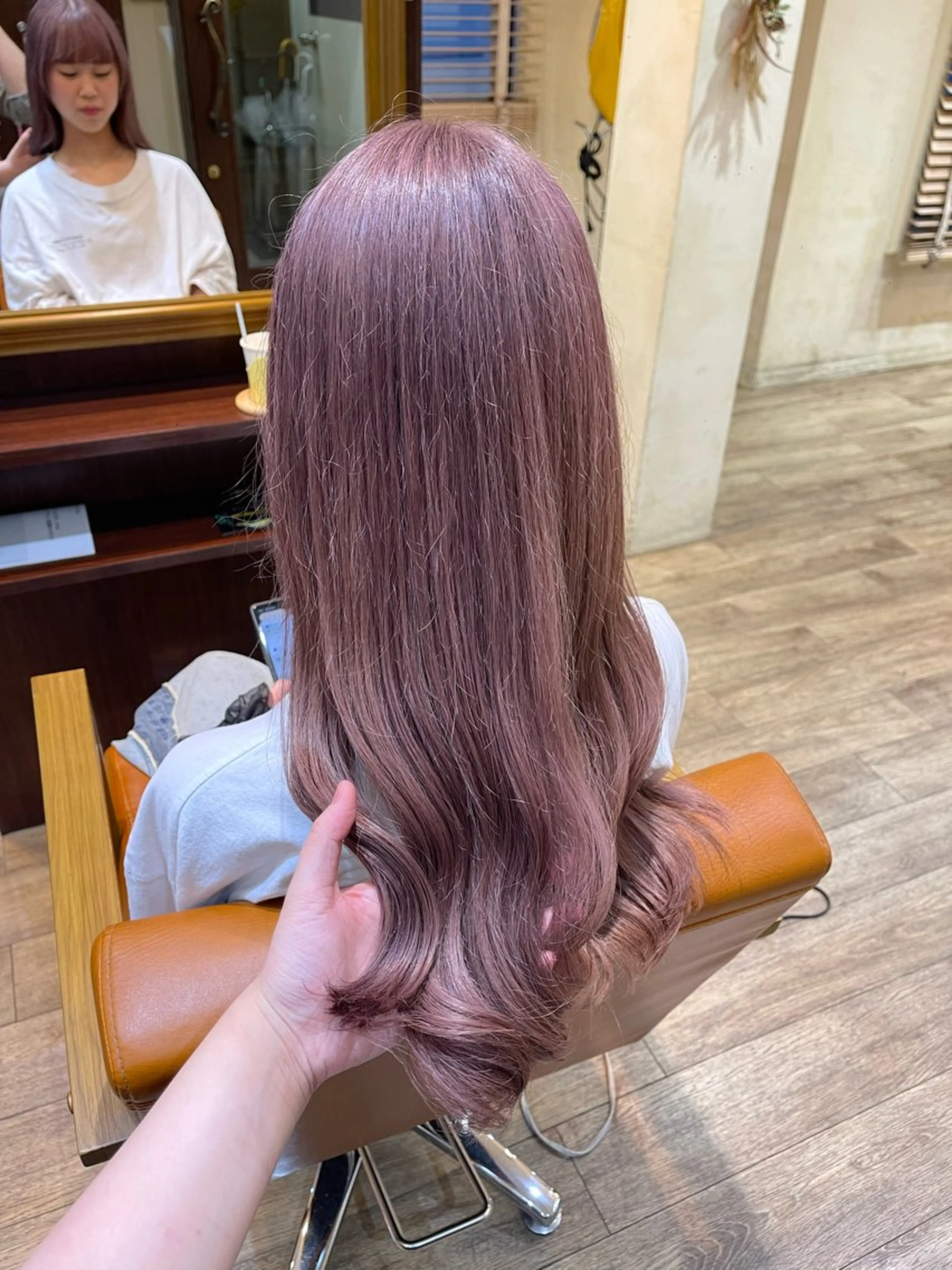 ロング カラー ベージュカラー ピンクカラー ピンクベージュ envogue ゆりのヘアスタイル