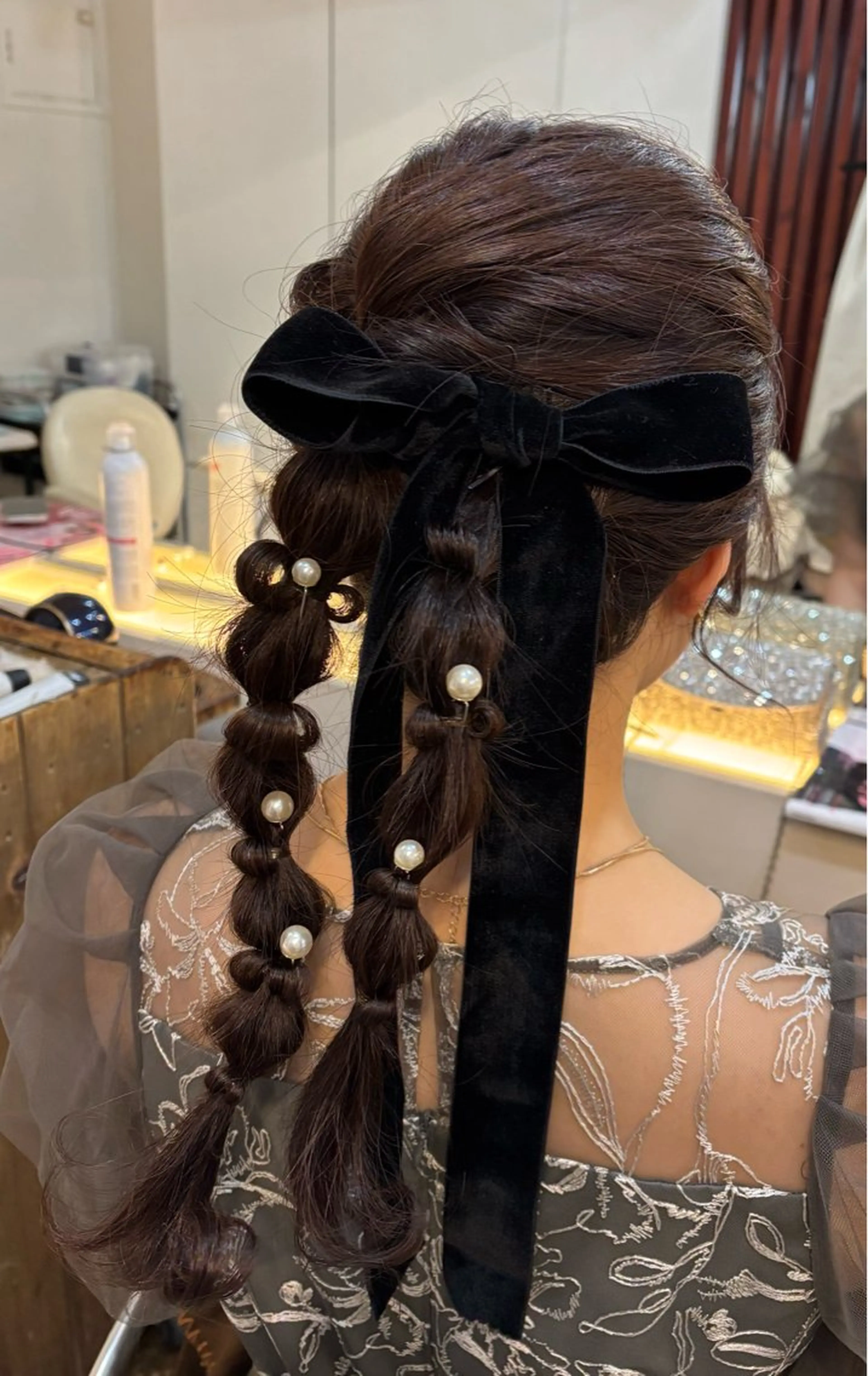 セミロング ヘアアレンジ 結婚式・ブライダル ヘアセット 森 陽子のマツエク・マツパデザイン