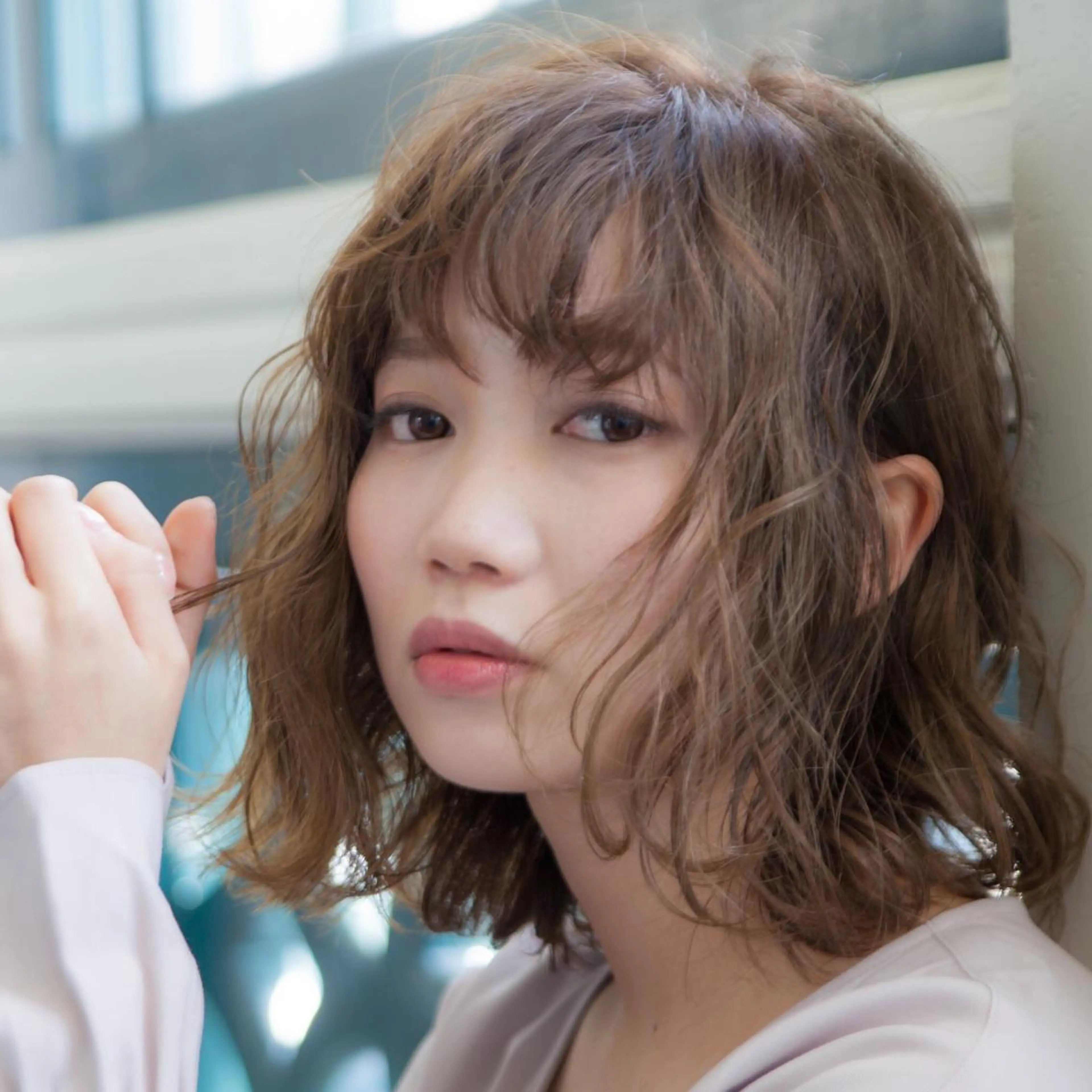 ミディアム カラー パーマ ヘアアレンジ ピンクカラー カット ヘアカラー トリートメント 山北 咲子のヘアスタイル