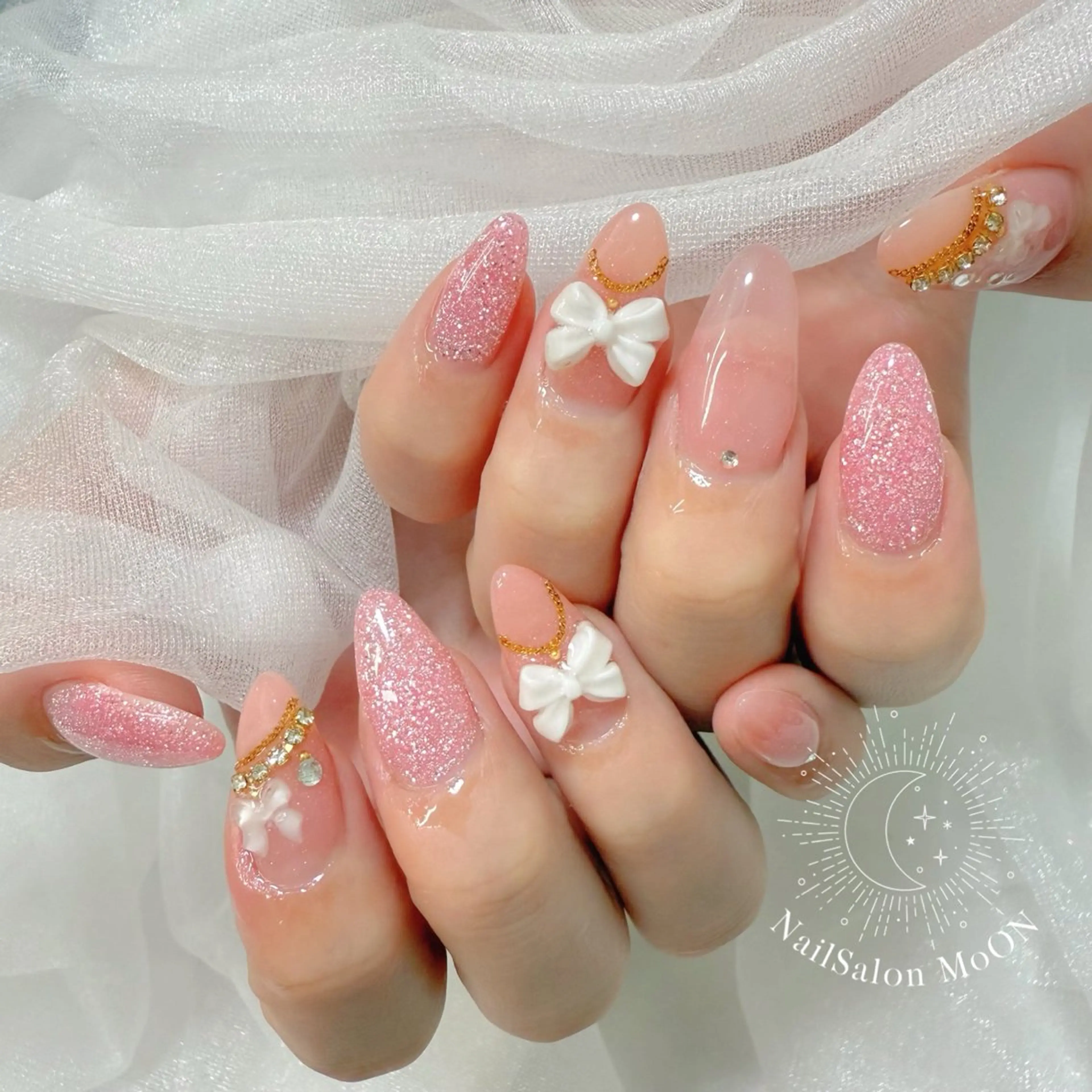 ネイル フラッシュネイル ラメ(グリッター) MoON...❤︎ MeGuのネイルデザイン