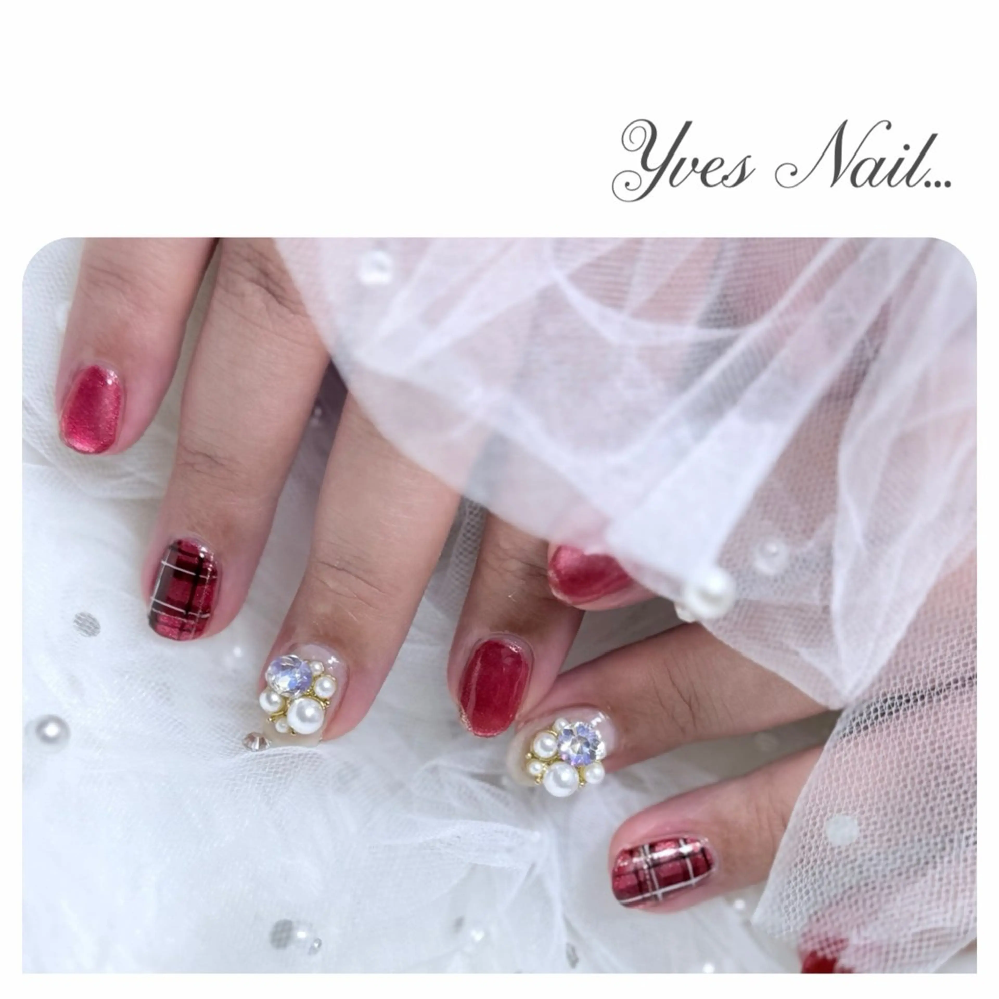 ネイル マグネットネイル ストーンネイル 冬ネイル ハンドネイル kanno yのネイルデザイン