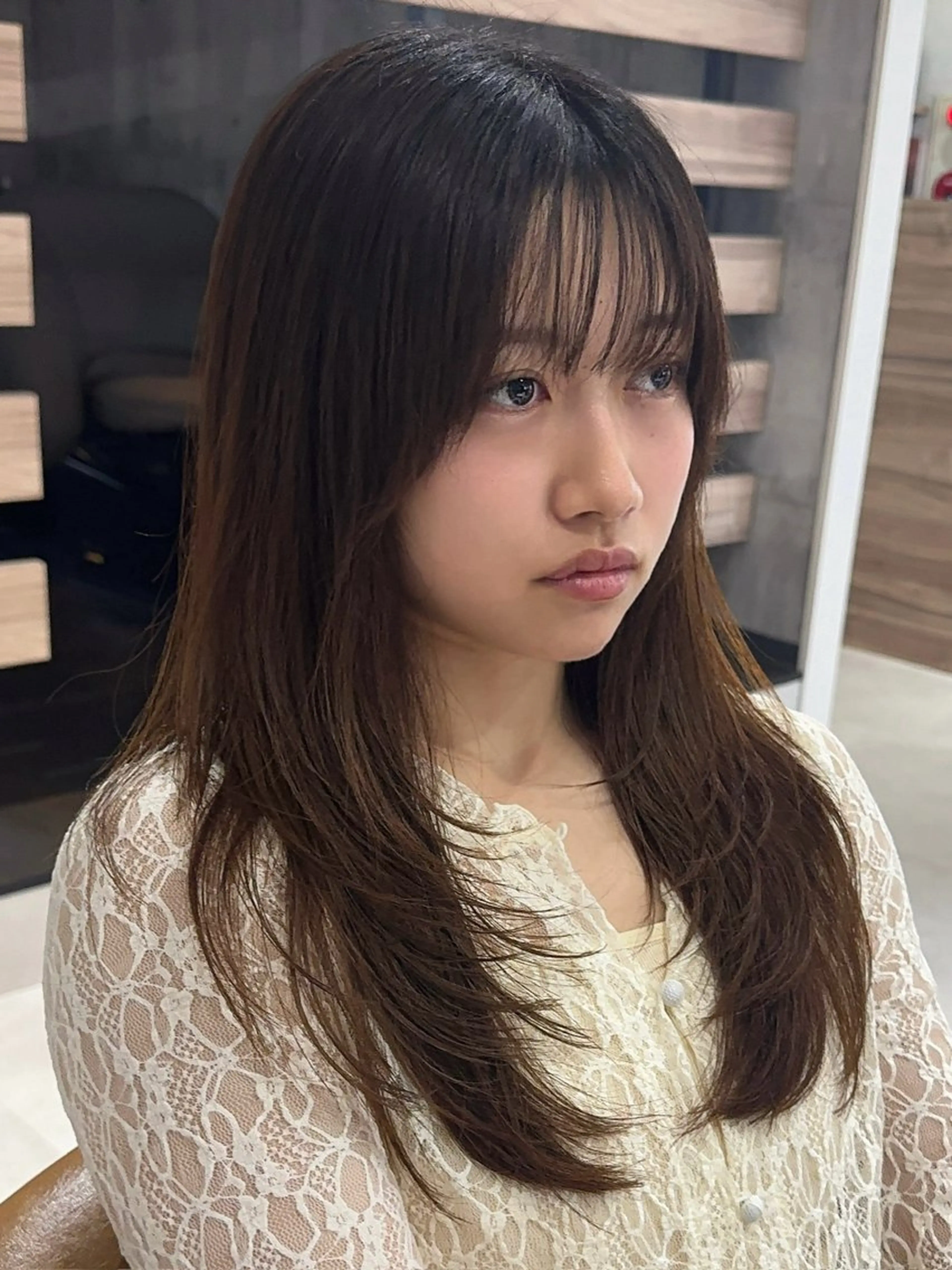 セミロング カット ヘアカラー イメチェンレイヤー/ 縮毛矯正/菅野恭平のヘアスタイル