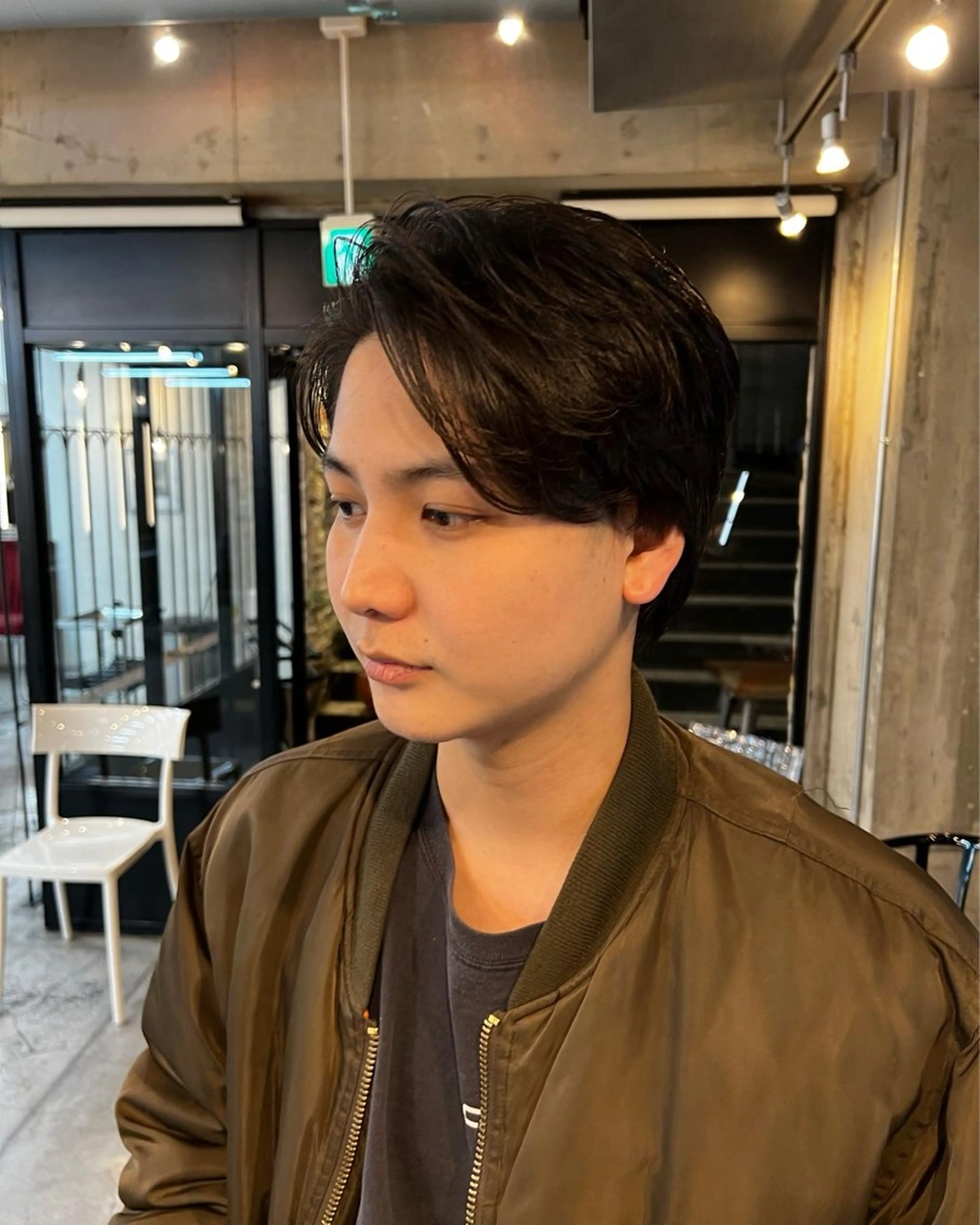 メンズ ハイライト白髪ぼかし メンズパーマ渋谷のヘアスタイル