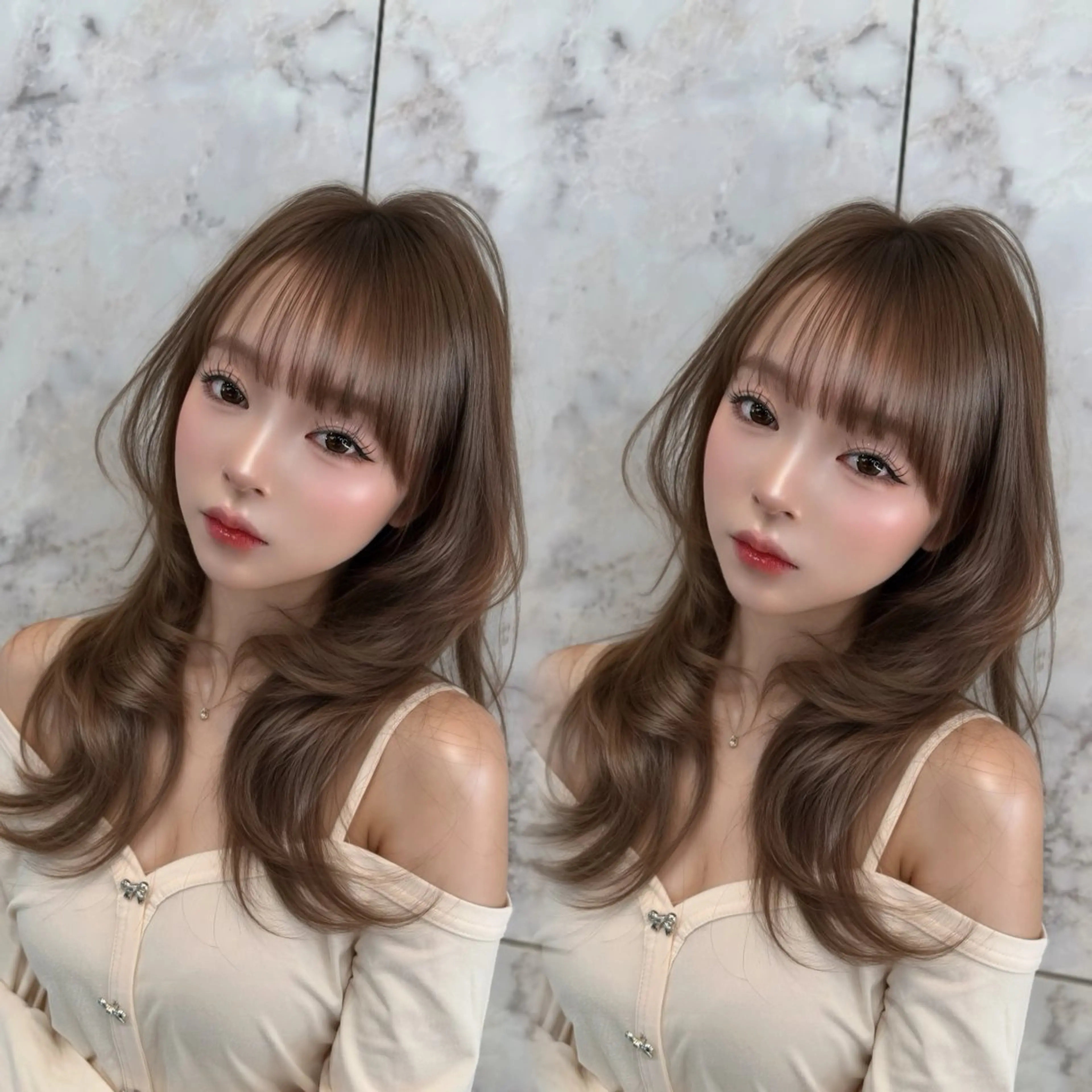 セミロング カラー カット トリートメント 新宿/韓国風レイヤー 髪質改善/渋谷直樹のヘアスタイル