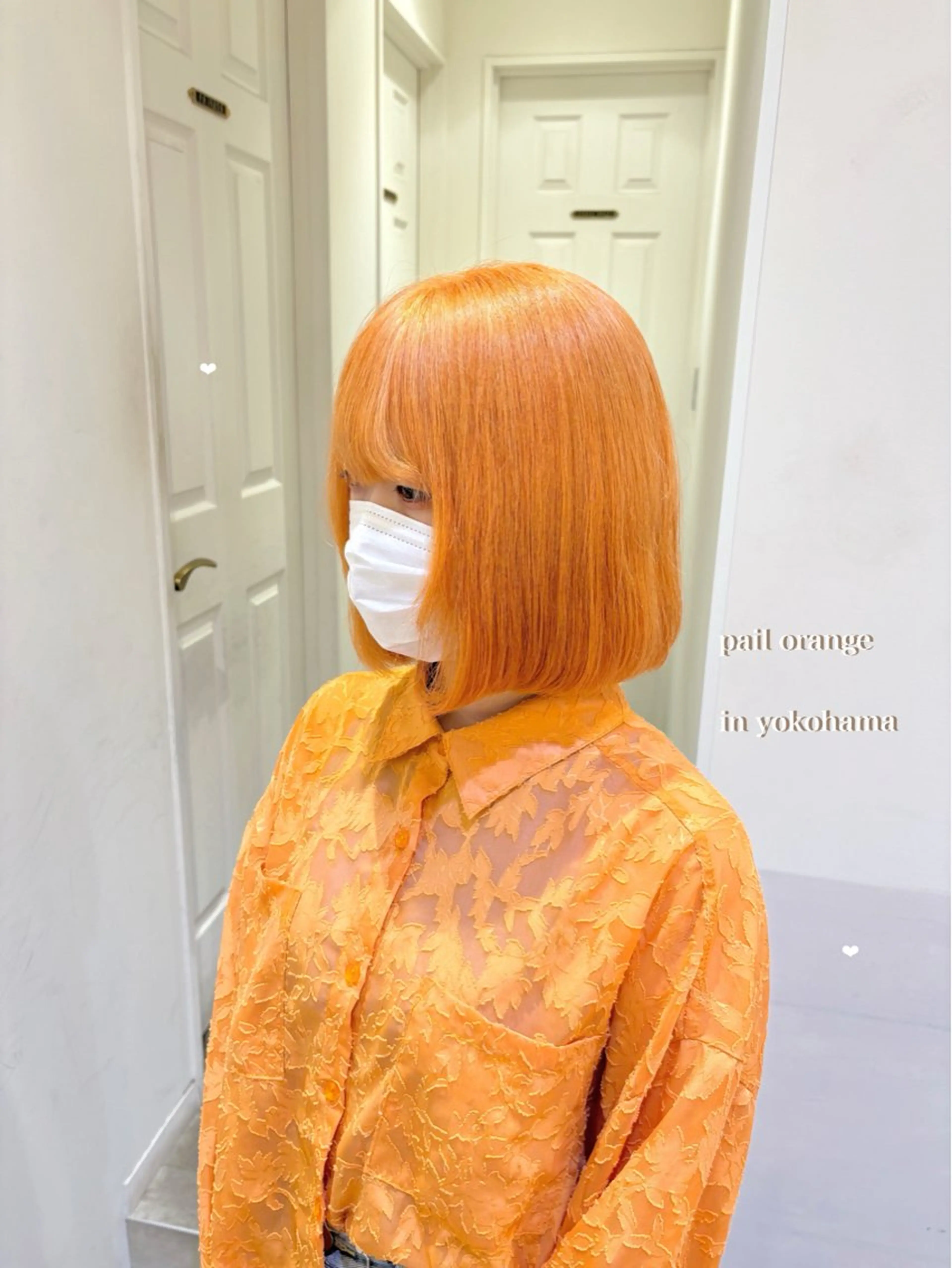 ミディアム カラー ブリーチ 透明感カラー ハイトーンカラー オレンジ ヘアカラー エクステ/ハイトーン 🐏☁️miminaのヘアスタイル