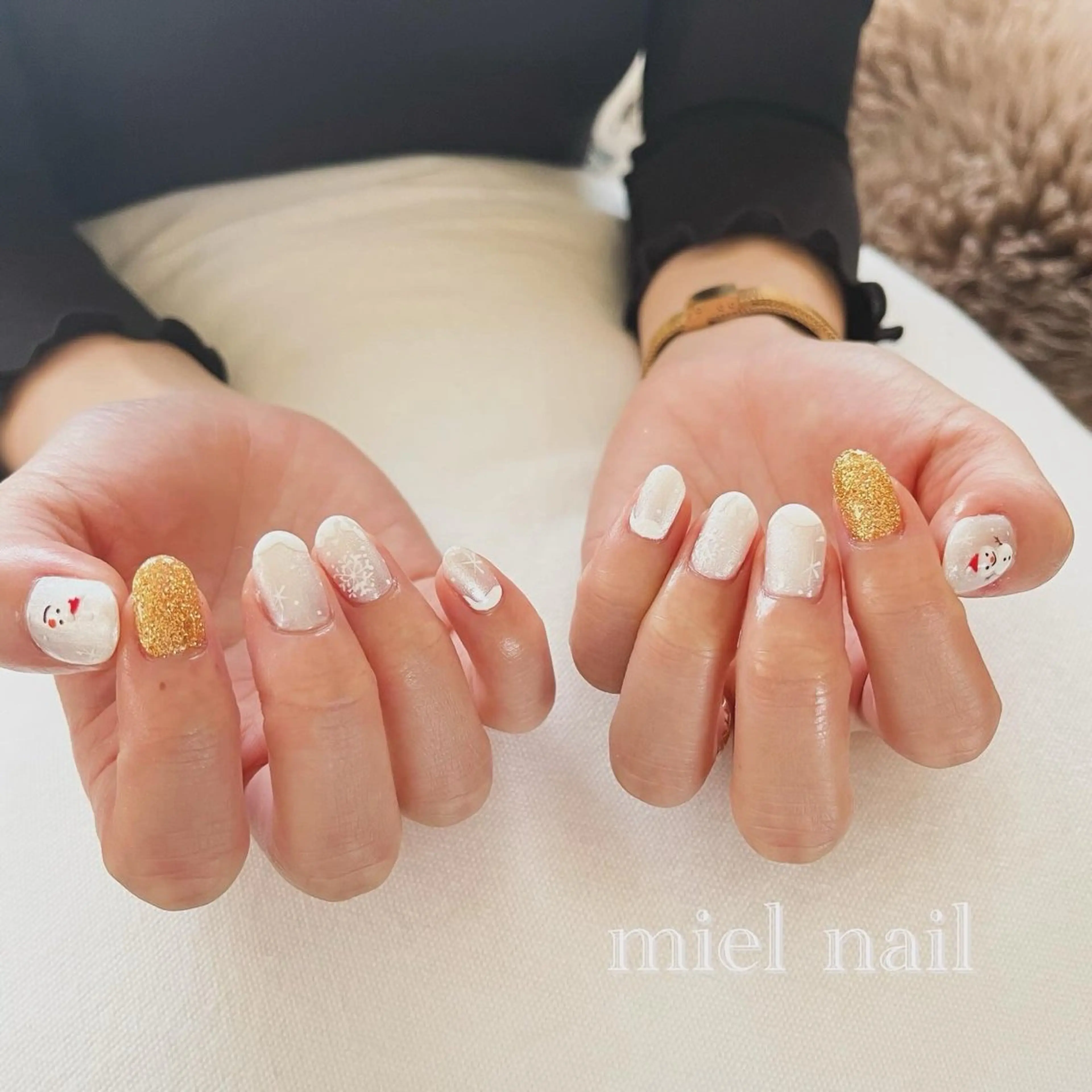 ネイル 持ち込み 冬ネイル ハンドネイル miel nailのネイルデザイン