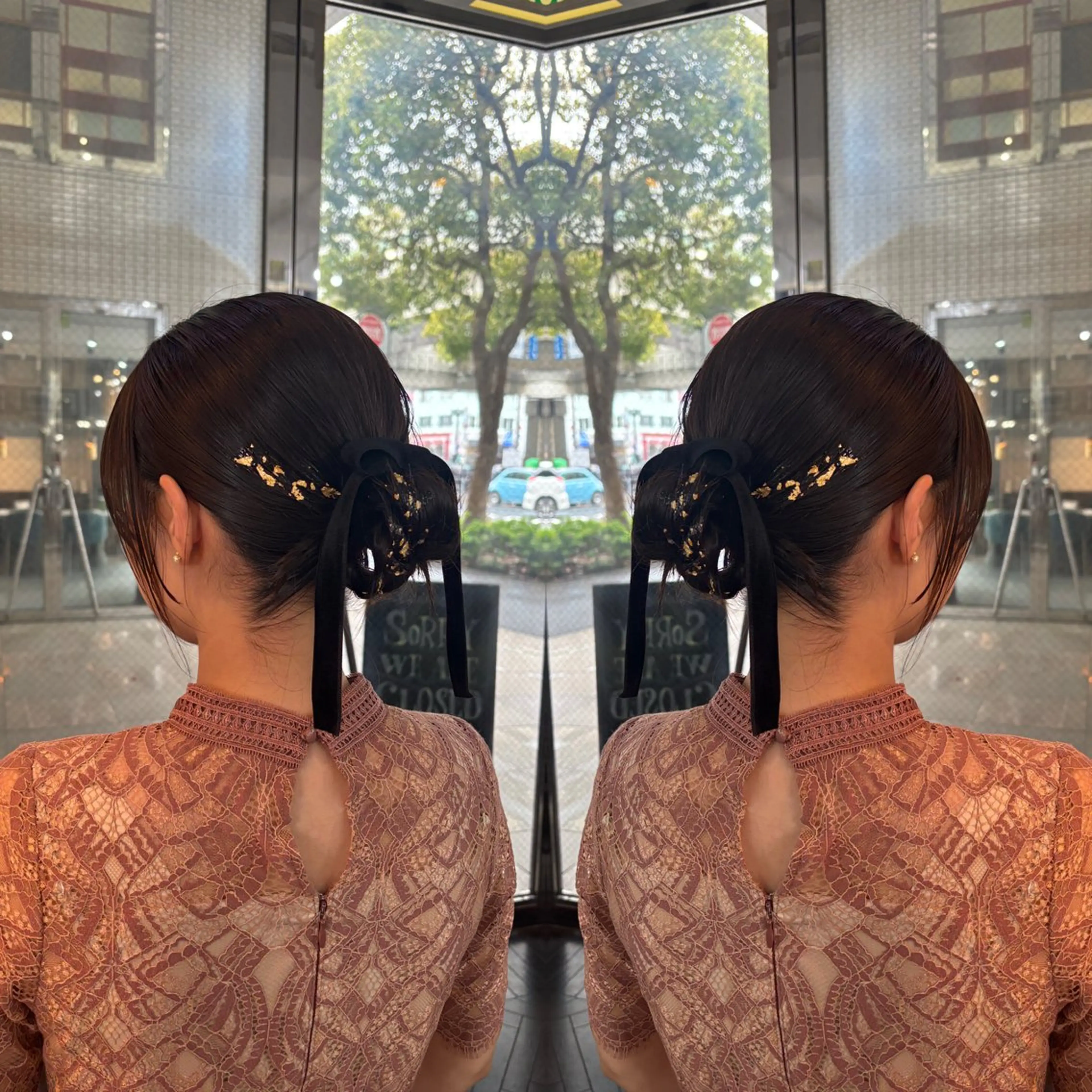 ミディアム ヘアアレンジ ヘアセット 💎ハイトーン/艶 カラー モエカ💎のヘアスタイル