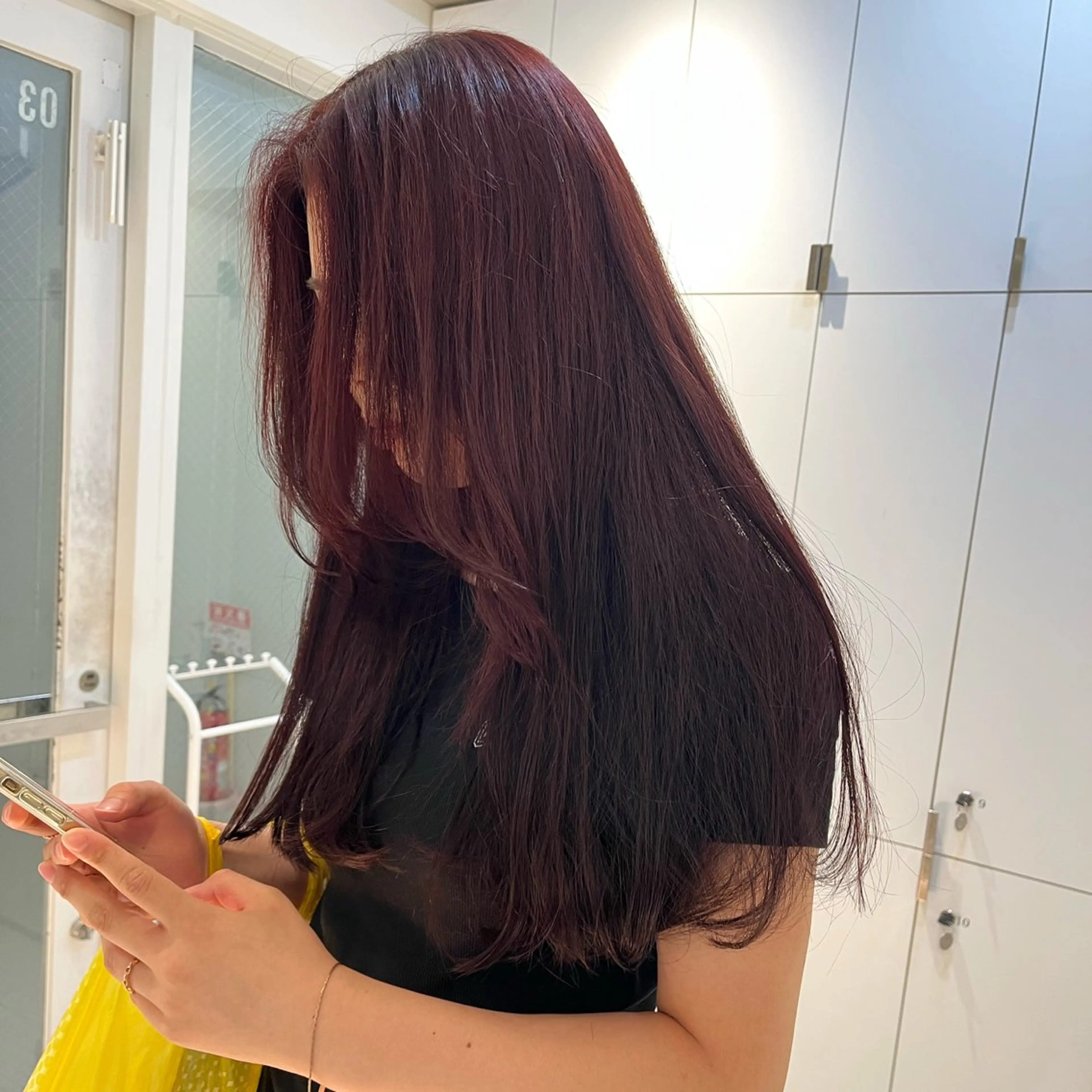 ロング カラー ヘアアレンジ 黒髪 ブリーチ ケアブリーチ カシス ディープラベンダー stylist ◎RUKI.のヘアスタイル