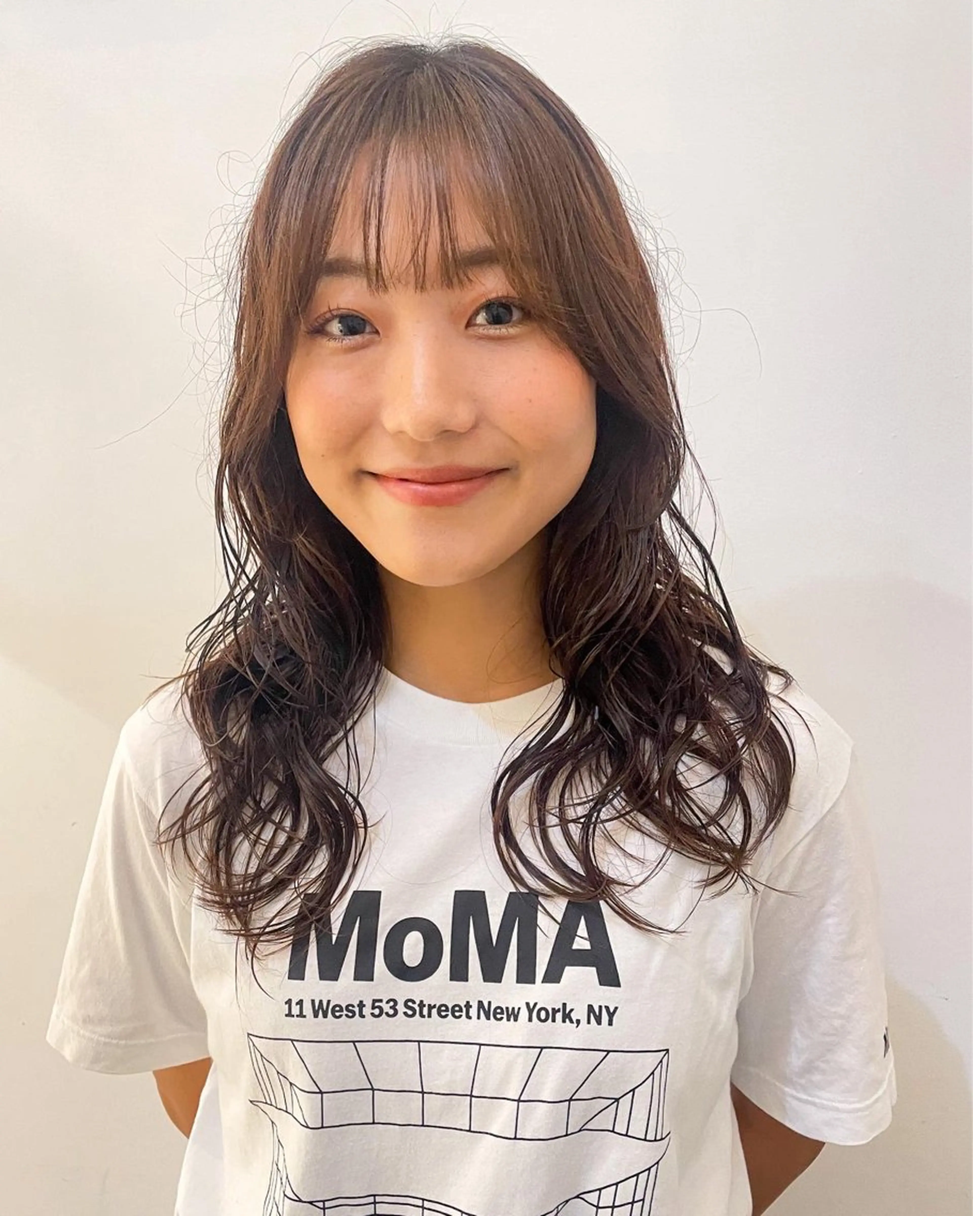 セミロング パーマ セミロングパーマ 顔周りカット ボブ ブリーチ/miinaのヘアスタイル