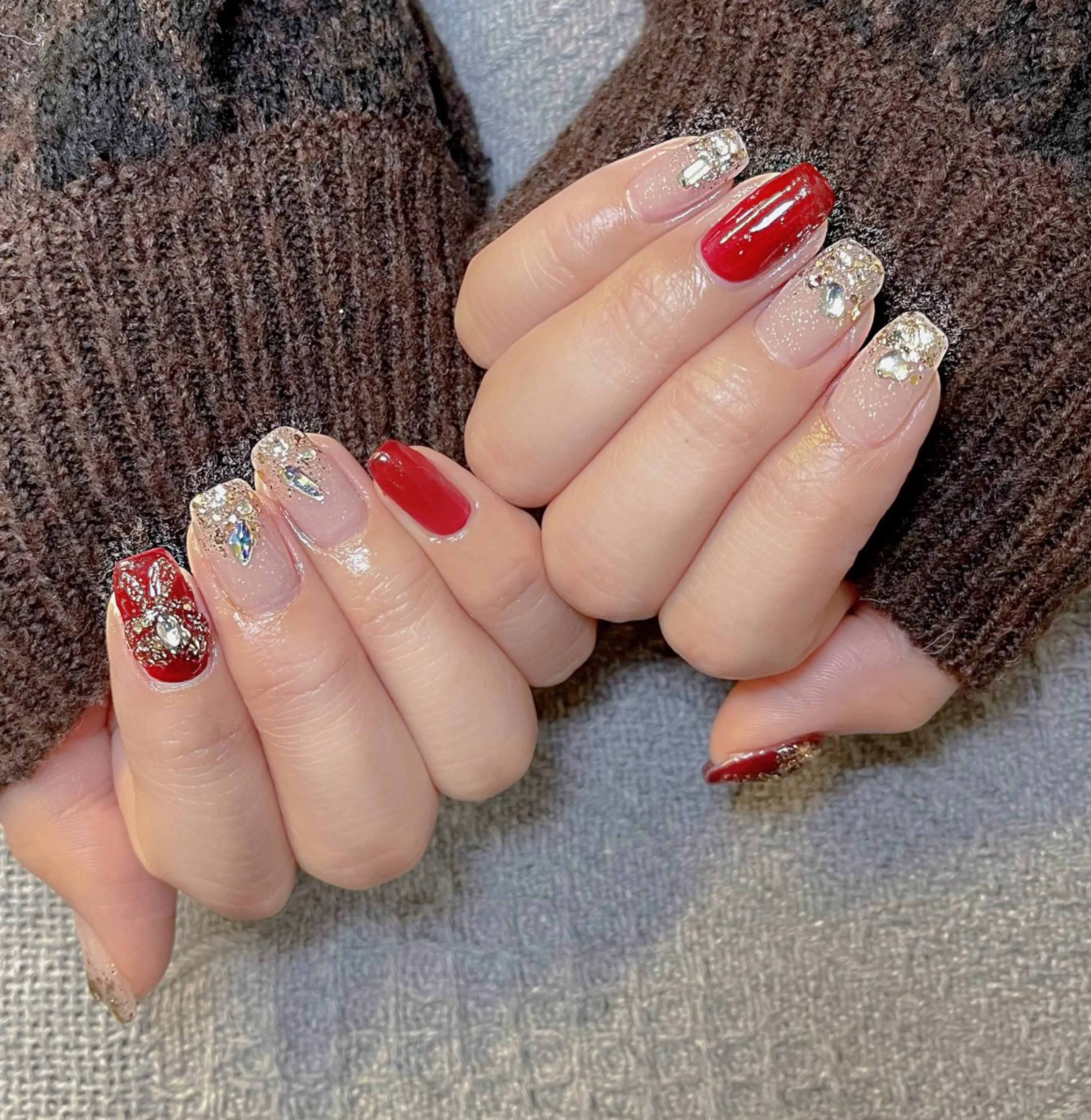 ミディアム ハンドネイル めぐみのネイルサロン スタッフ練習のネイルデザイン