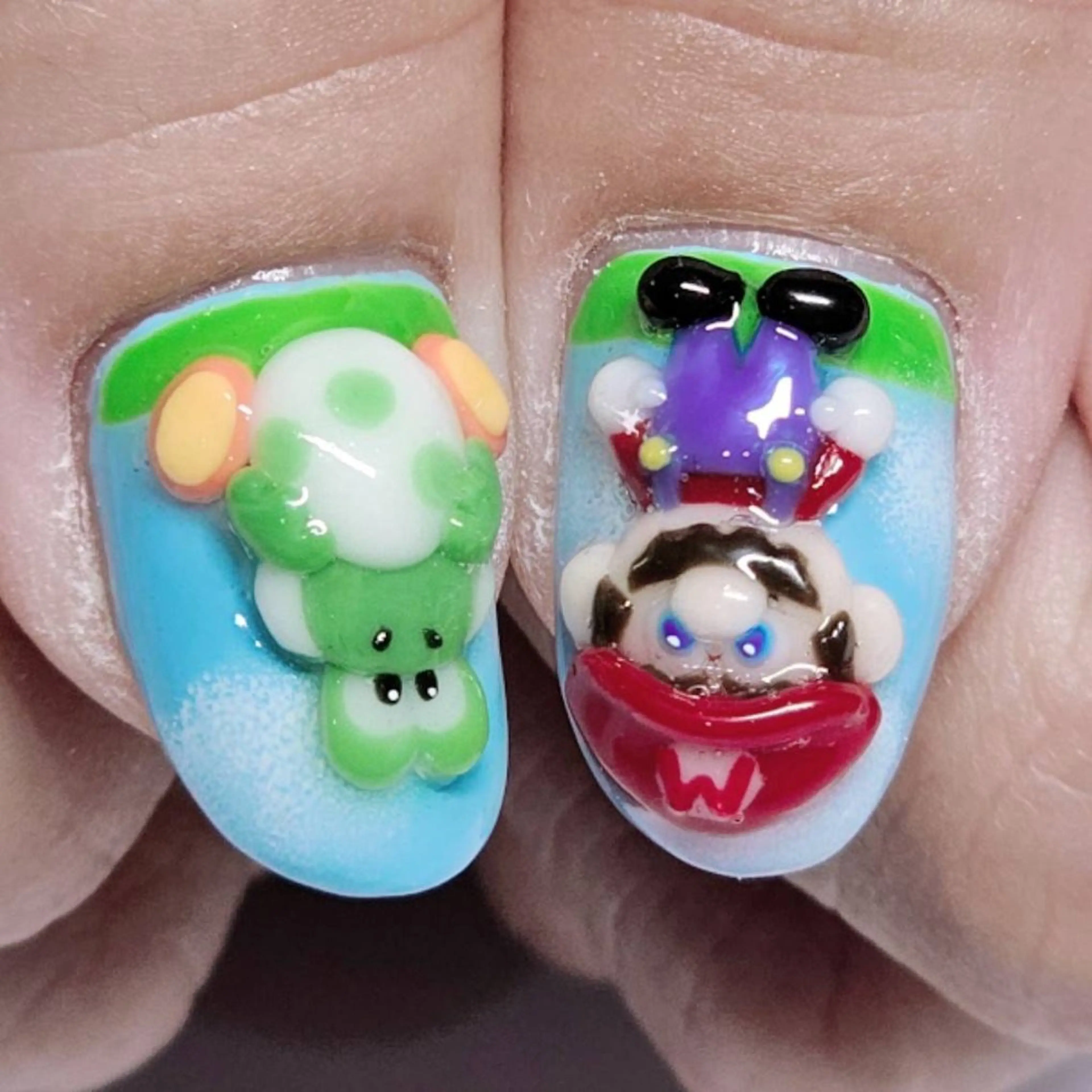 ネイル アートネイル ブルー ホワイト ハンドネイル よしだ ひろきのネイルデザイン