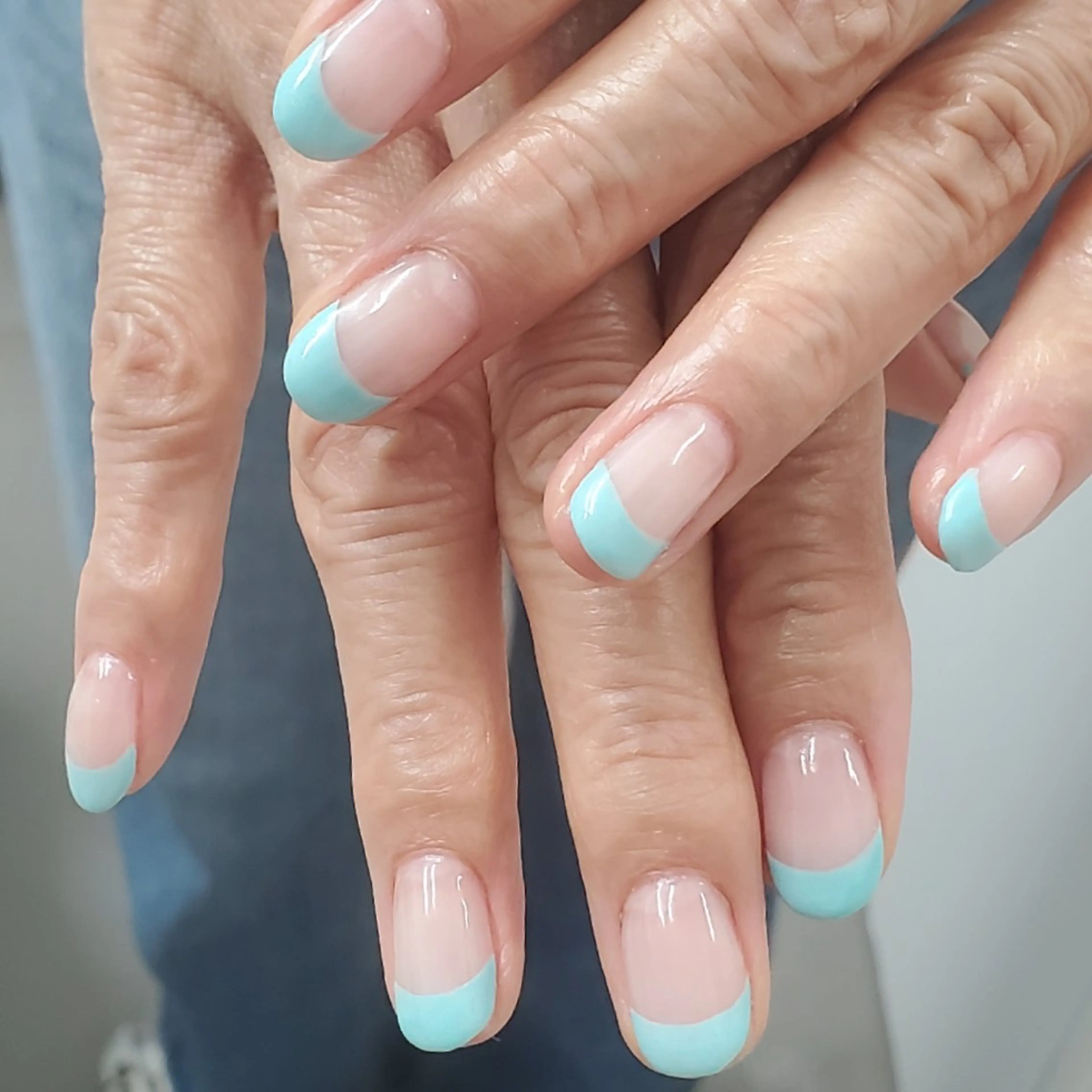 ネイル ブルー フレンチネイル MoM マムネイル原宿のネイルデザイン