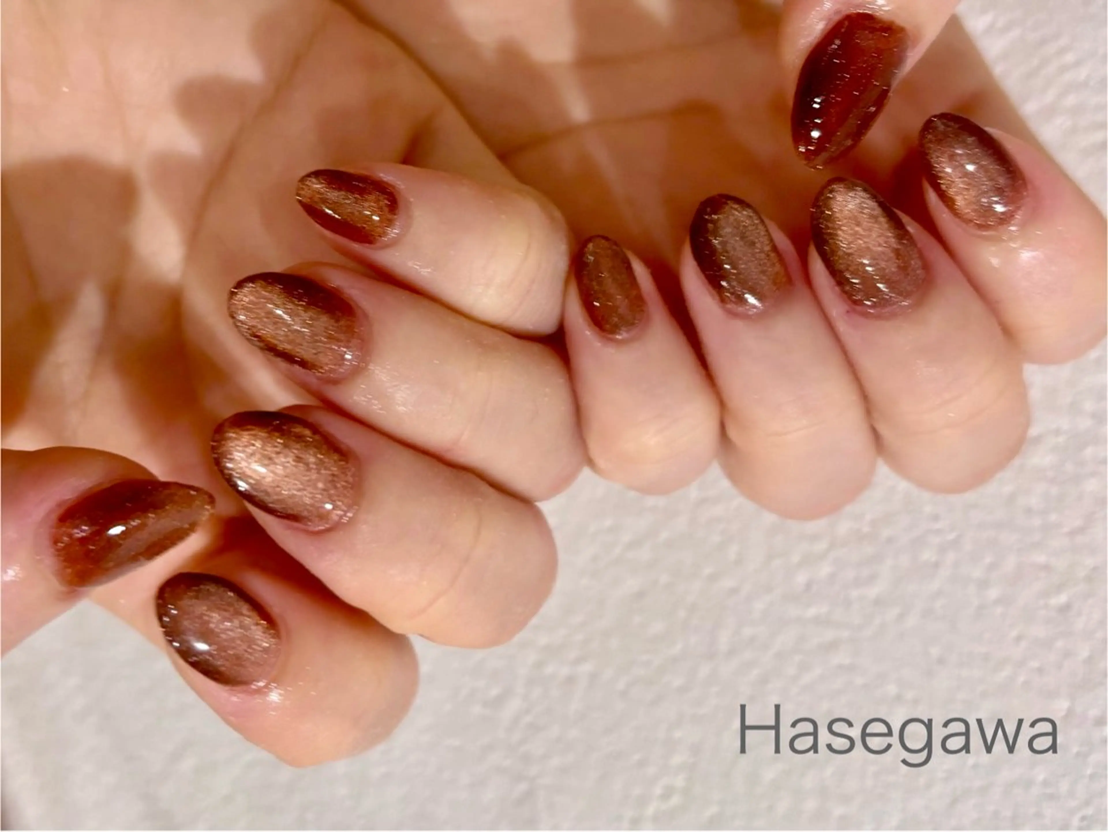 ネイル ブラウン ハンドネイル DROP 長谷川のネイルデザイン