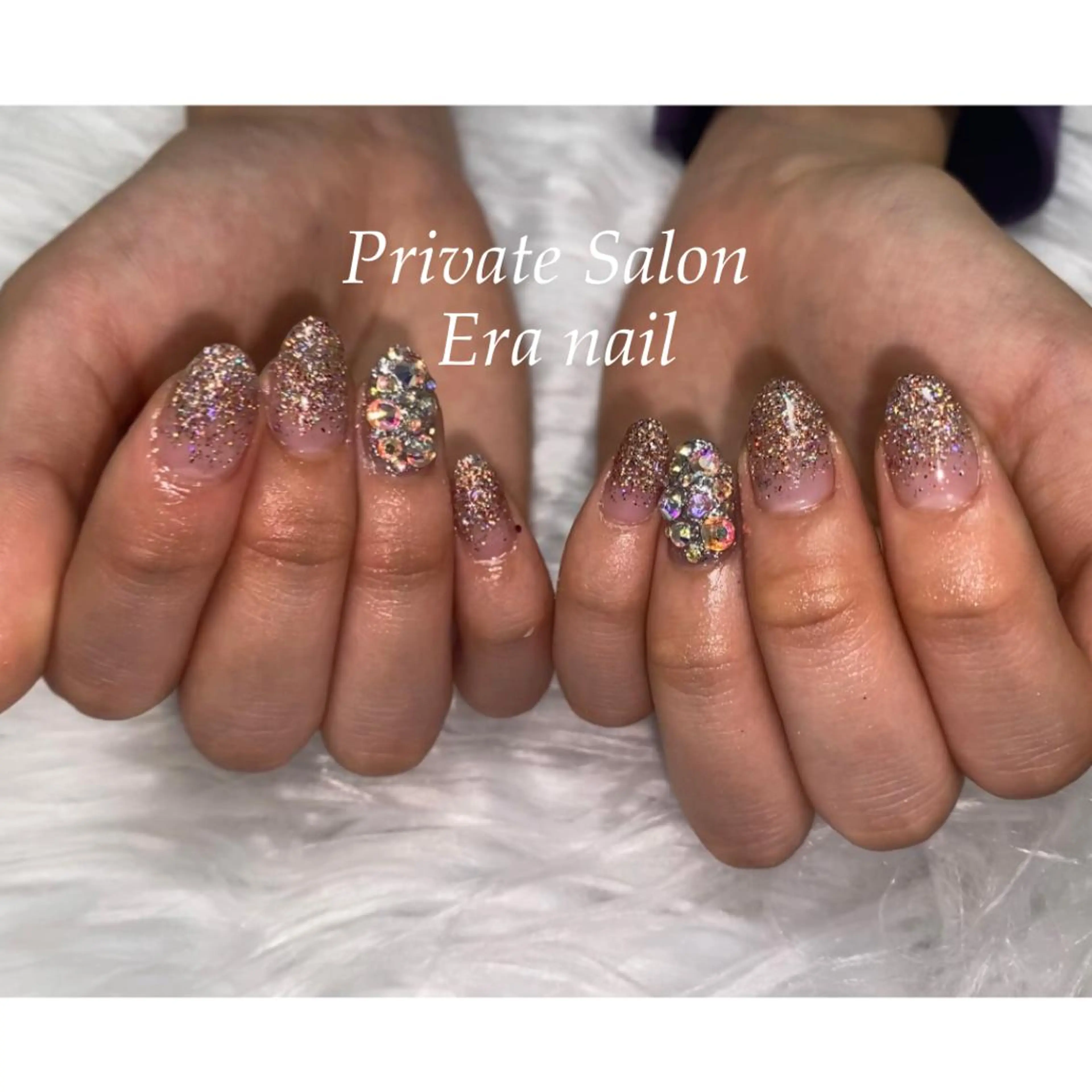 ネイル フラッシュネイル グラデーション ストーンネイル Era nailのネイルデザイン