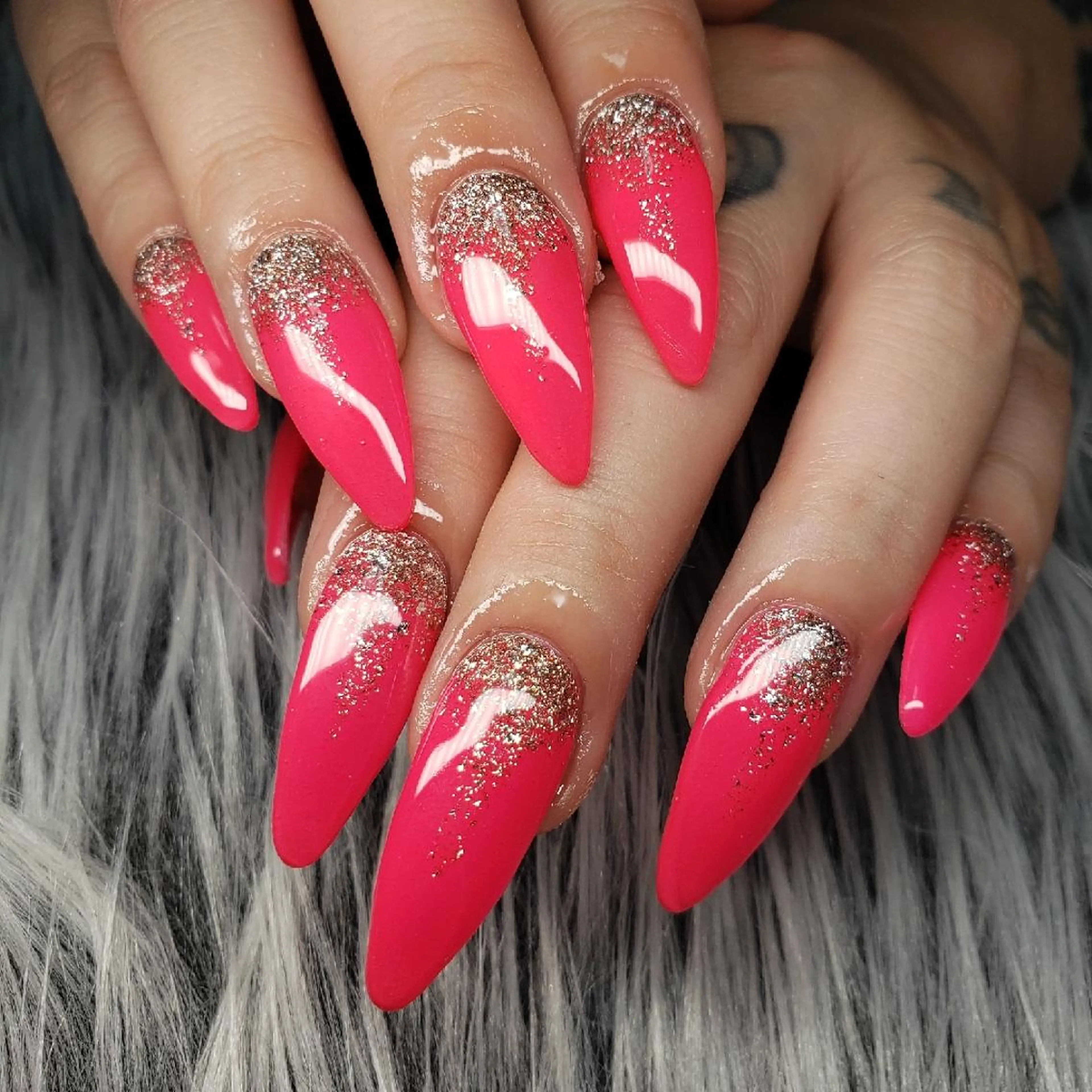 ネイル グラデーション ラメ(グリッター) ラメグラデーション ピンク スカルプネイル ハンドネイル Nail salon Coco所属・Nail salon Coco【溝の口駅】のネイルデザイン