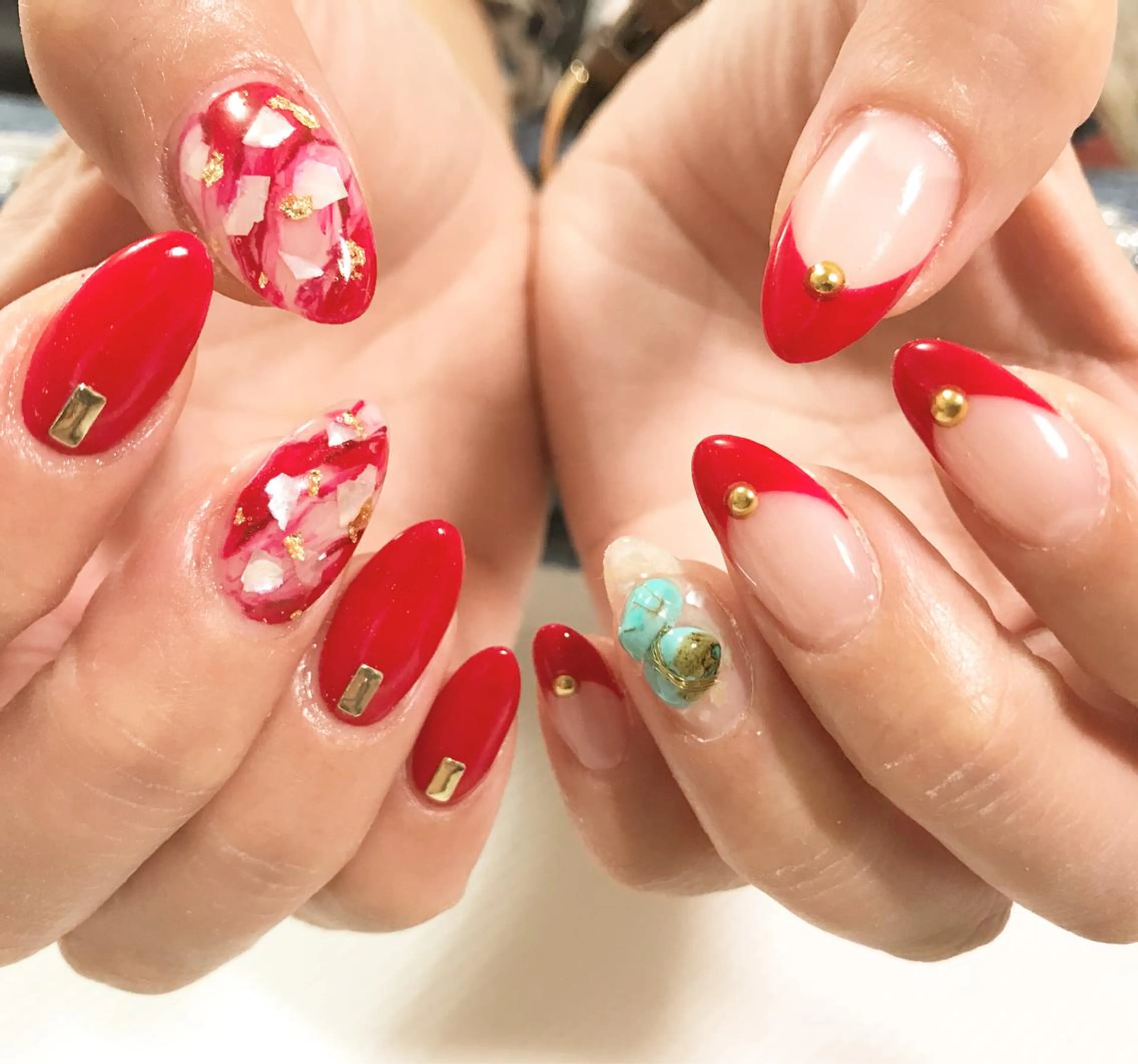 ネイル フットネイル フレンチネイル 赤色 シンプルネイル 春ネイル nail fufla ♡yamane♡のネイルデザイン