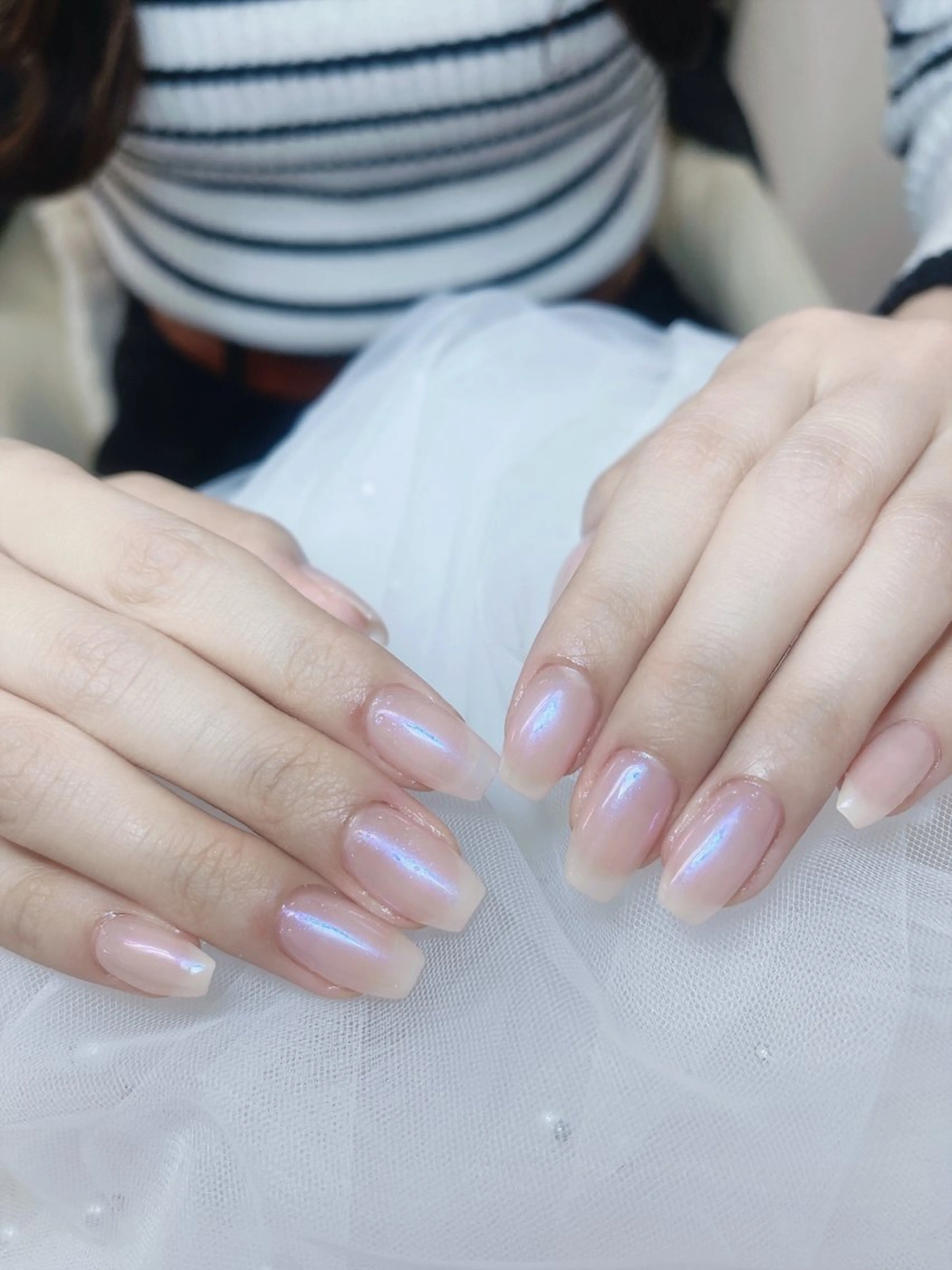 ネイル チークネイル フレンチネイル グラデーション キラキラネイル 韓国ネイル ハンドネイル DUO   MI nail salonのネイルデザイン