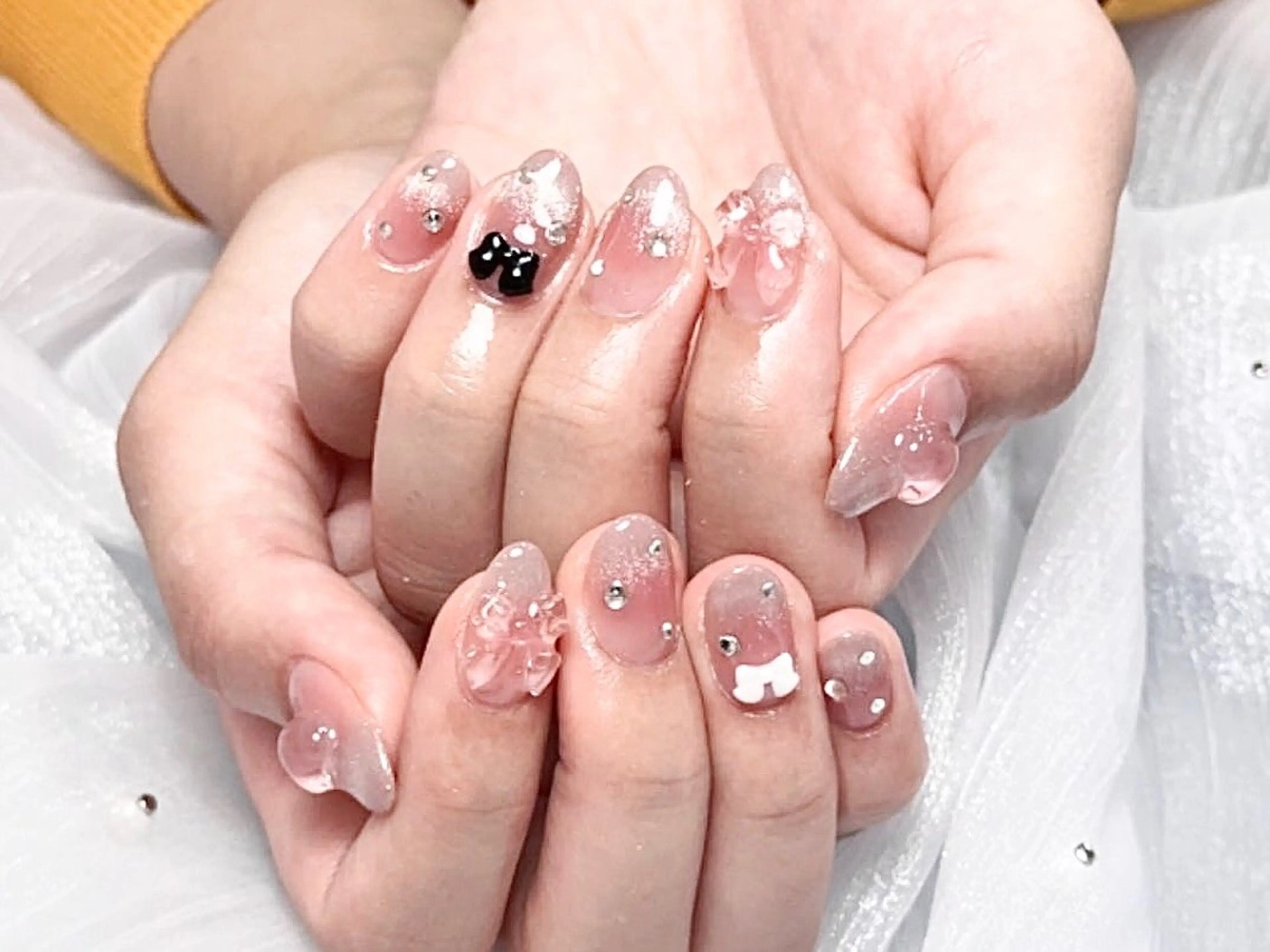 ネイル オーロラネイル チークネイル 長さ出し フットネイル フレンチネイル NaNa nailのネイルデザイン