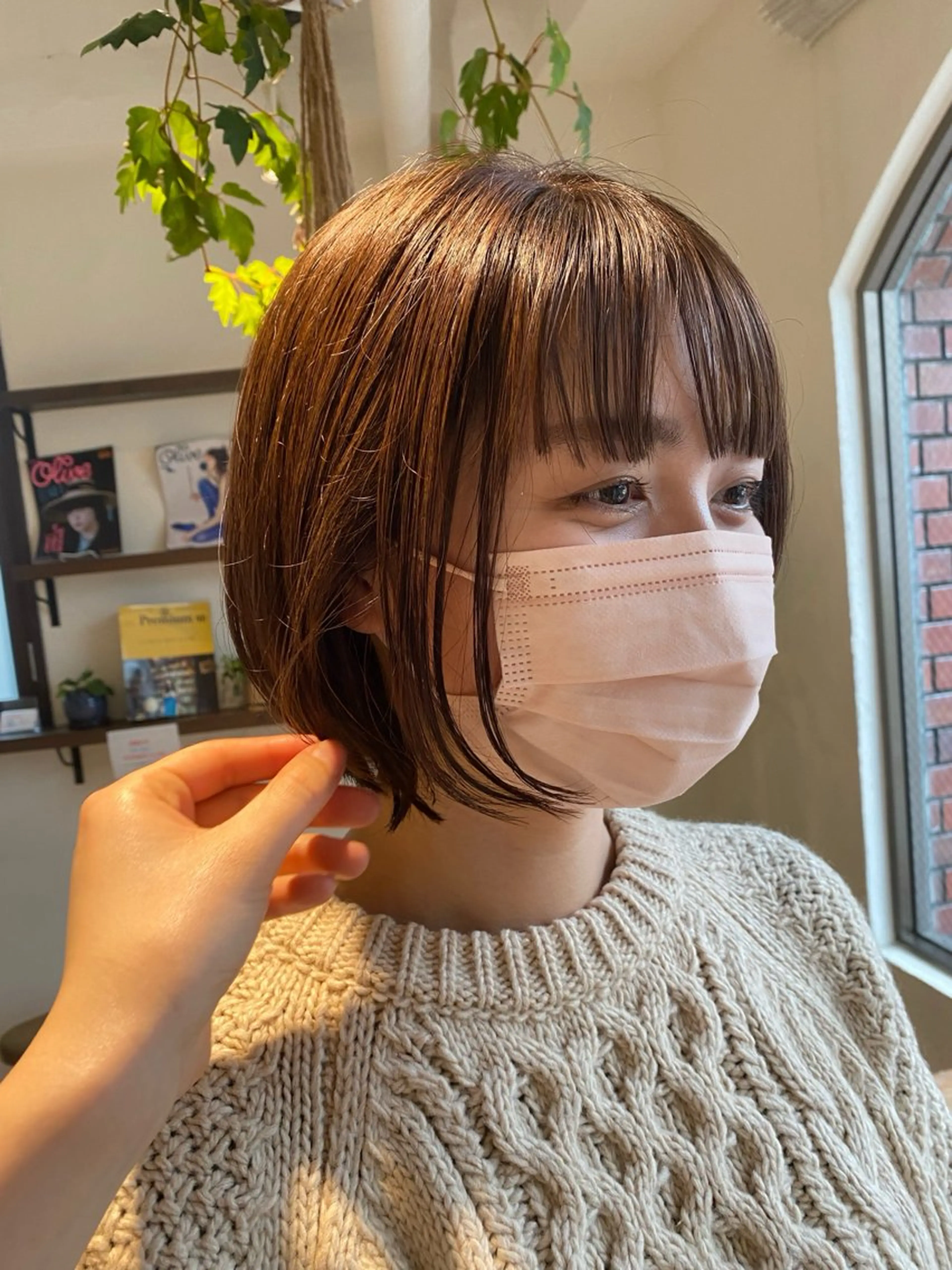 ミディアム カラー ブラウンカラー ピンクカラー ピンクブラウン ボブ カラーリスト IKUHOのヘアスタイル