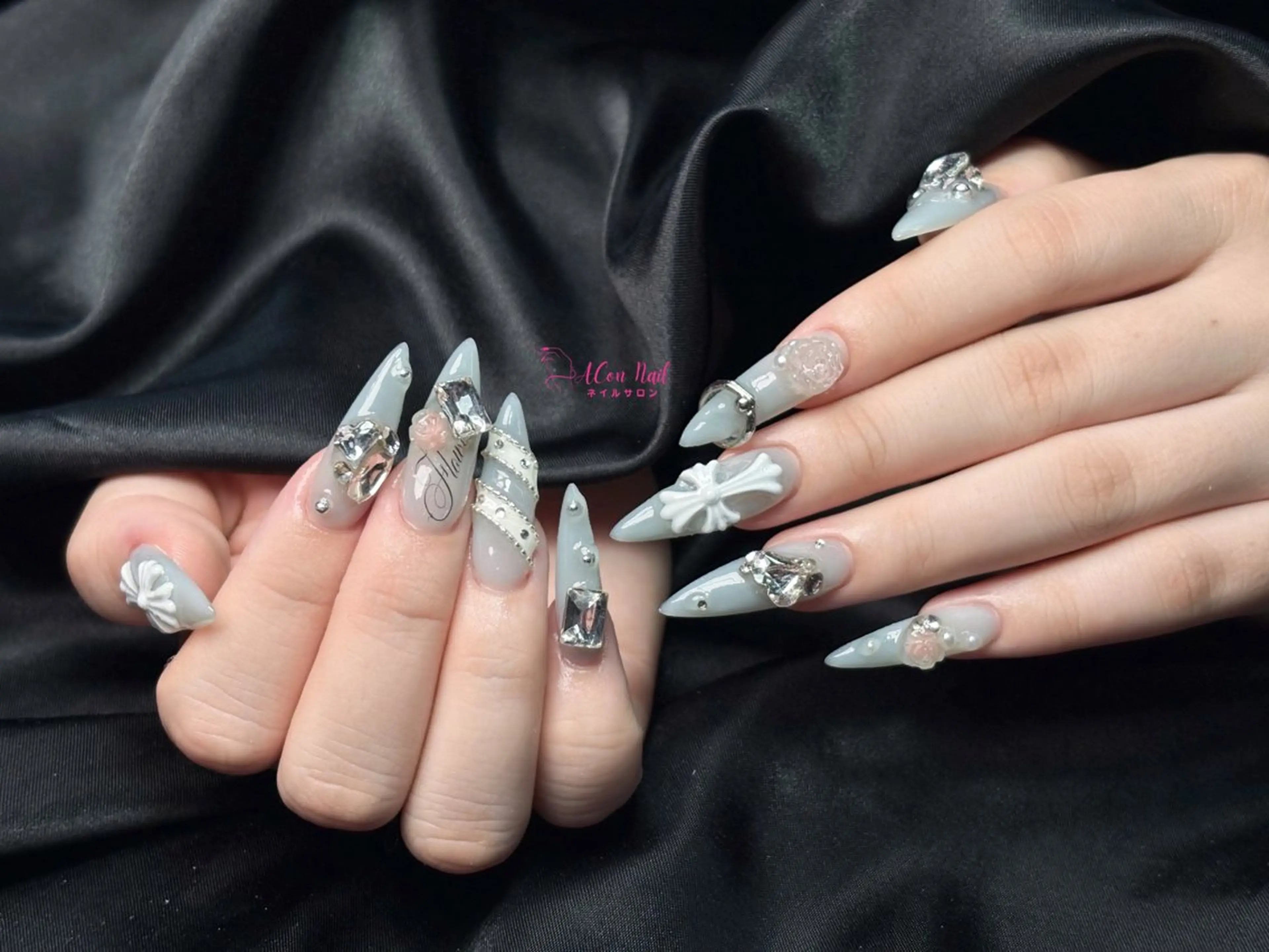 ネイル 桜ネイル 長さ出し フラワーネイル フレンチネイル ジェルネイル ハンドネイル ACon NailSalonのネイルデザイン