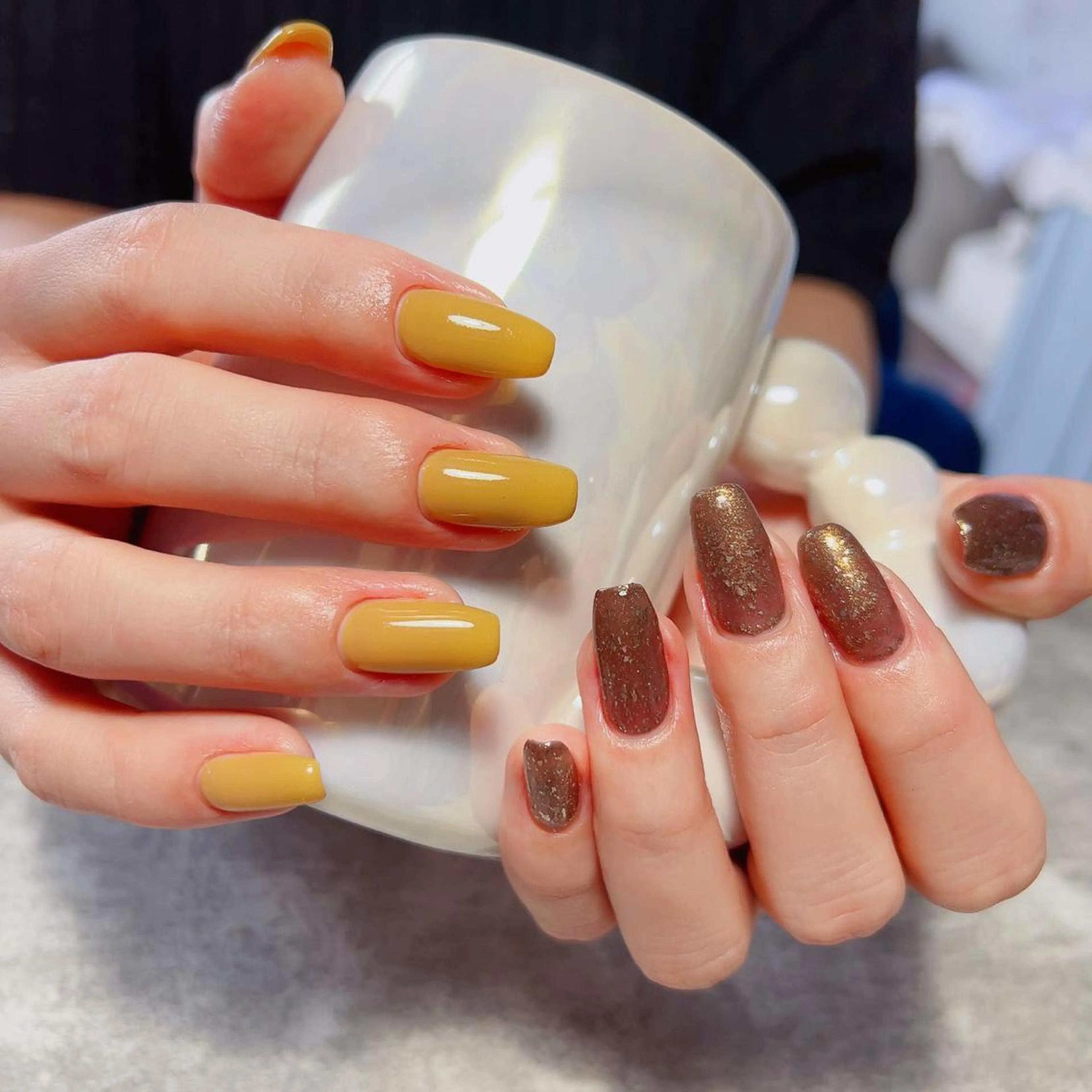 ミディアム 韓国風ヘア めぐみのネイルサロン スタッフ練習のネイルデザイン