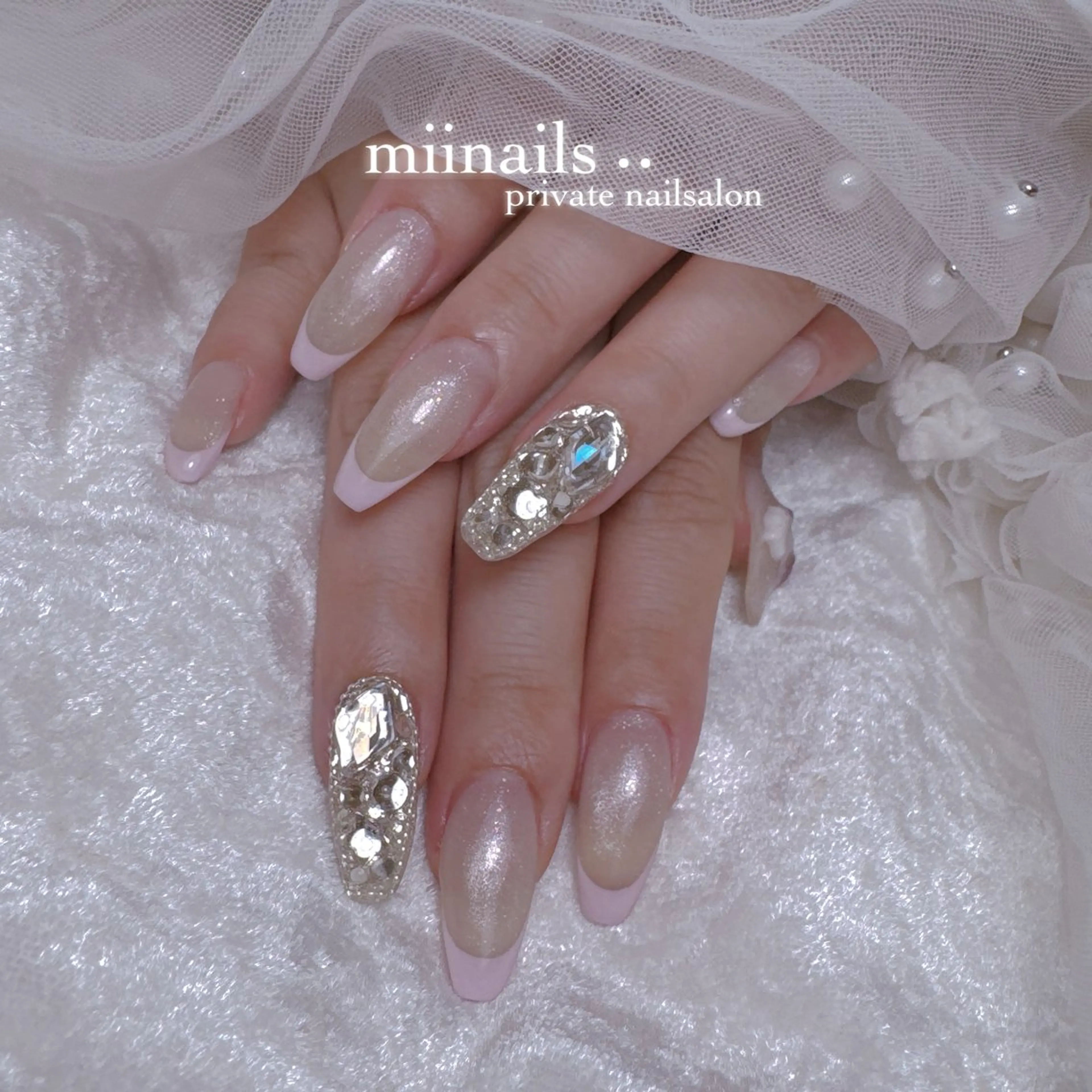 ネイル フレンチネイル 韓国ネイル ワンホンネイル ハンドネイル nailsalon miinailsのネイルデザイン