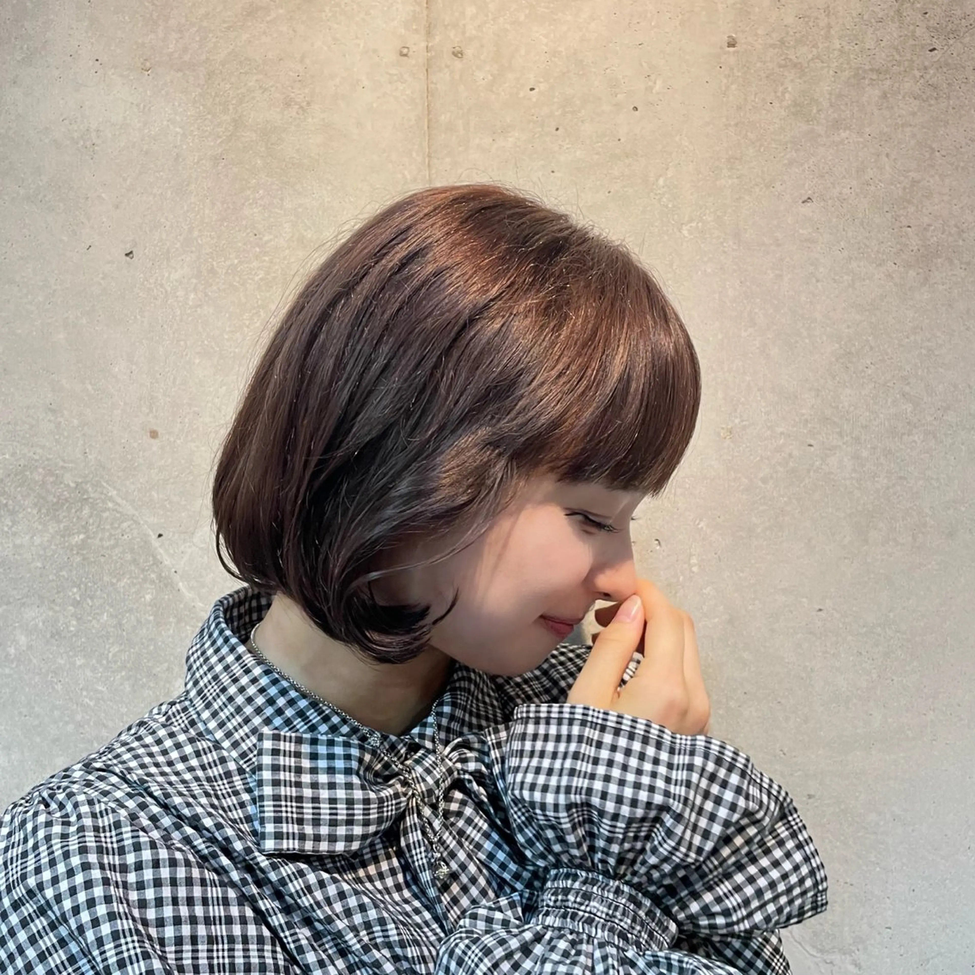 ミディアム カラー ベージュカラー ピンクカラー たけうち みずきのヘアスタイル