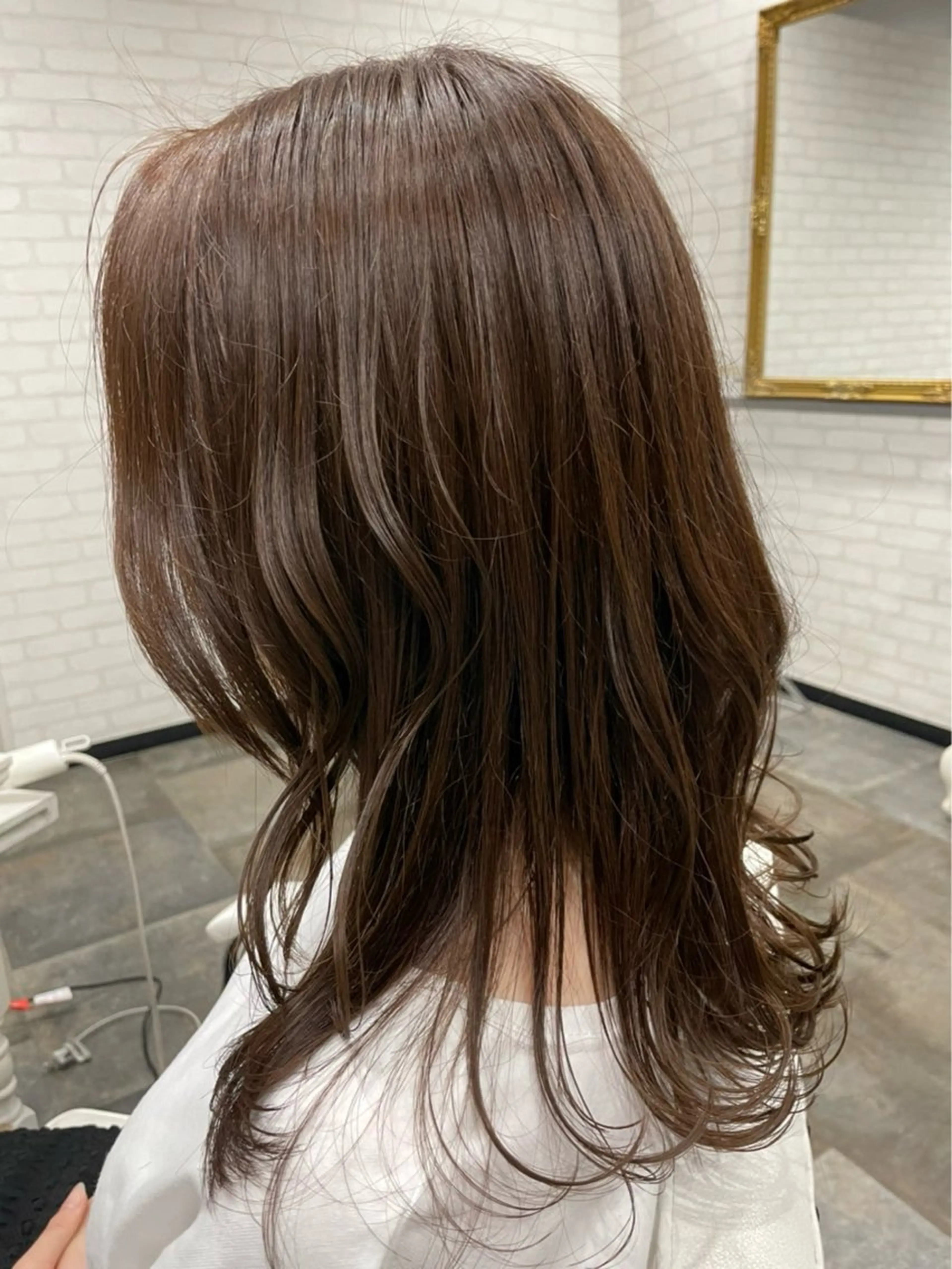 セミロング セミロングパーマ ミストバング ボブ ハイライト 髪質改善 髪質改善/縮毛矯正/ 美髪/個室/ハラのヘアスタイル