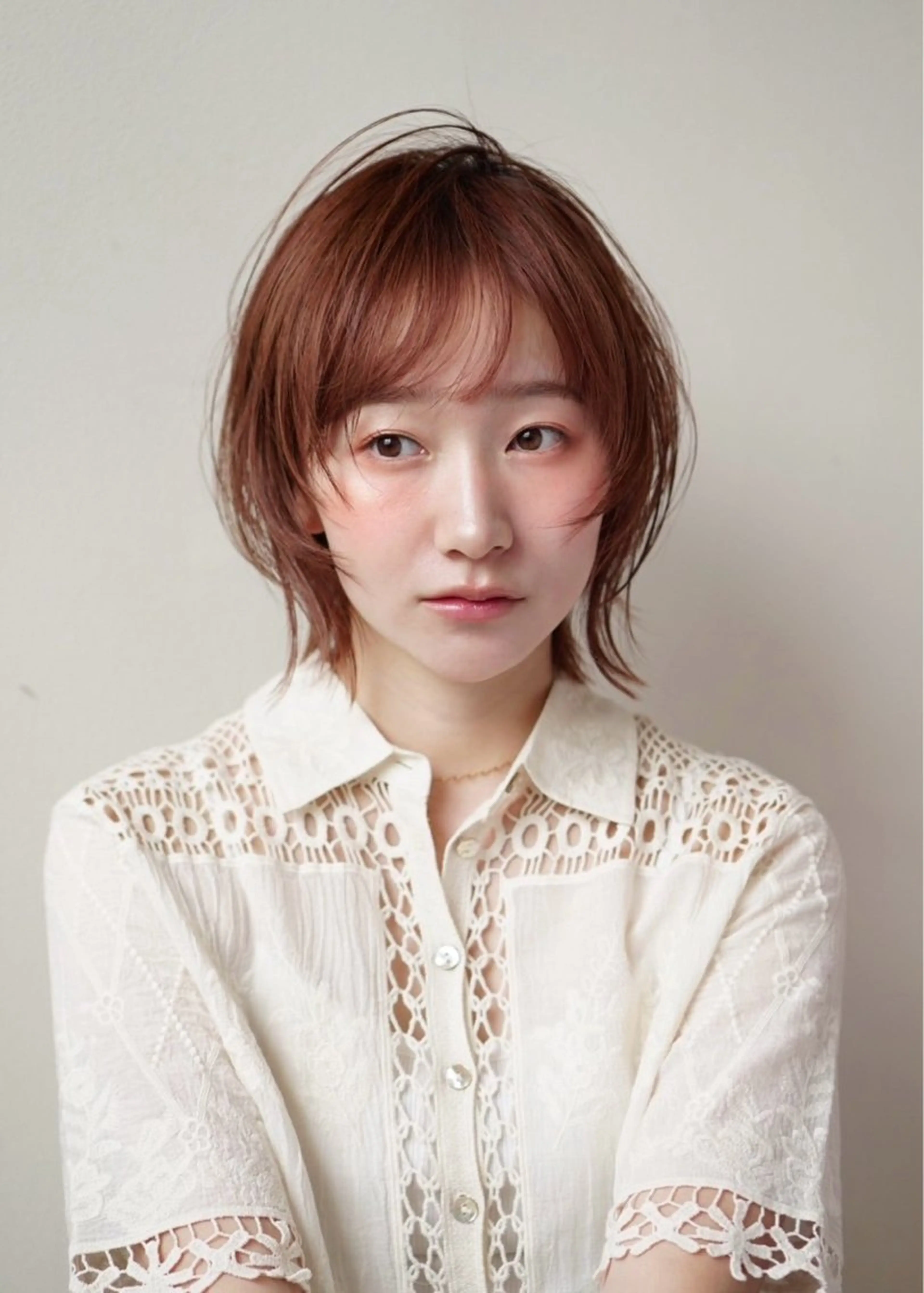 ショート カラー ボブレイヤー オレンジ ピンクカラー ボブ 顔まわりレイヤー カット ヘアカラー KANO🌷 艶カラーのヘアスタイル