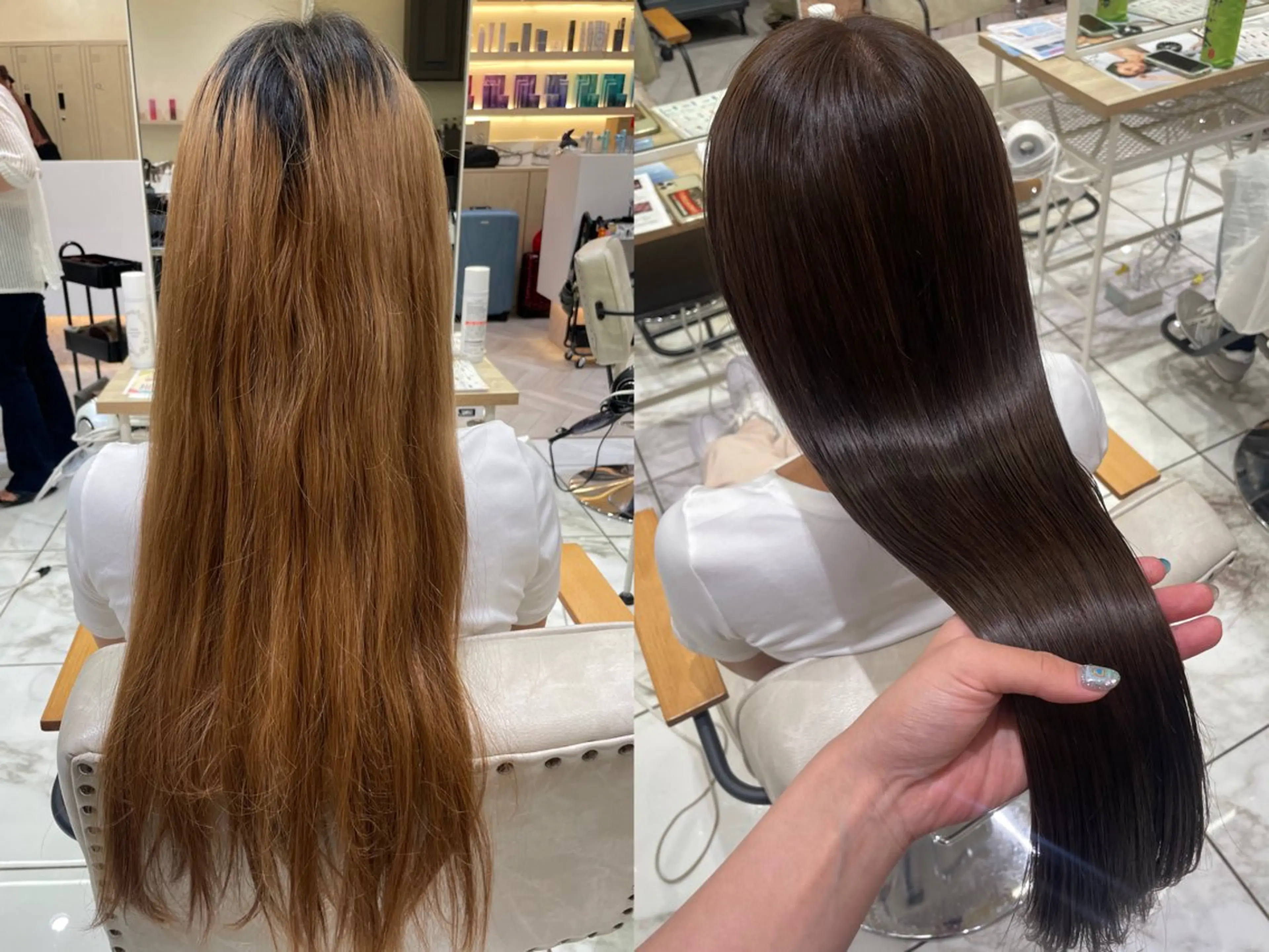 ロング カラー ブリーチ ケアブリーチ 透明感カラー ダブルカラー ハイライトカラー 透明感カラー/ 縮毛矯正/ユイ☆彡のヘアスタイル