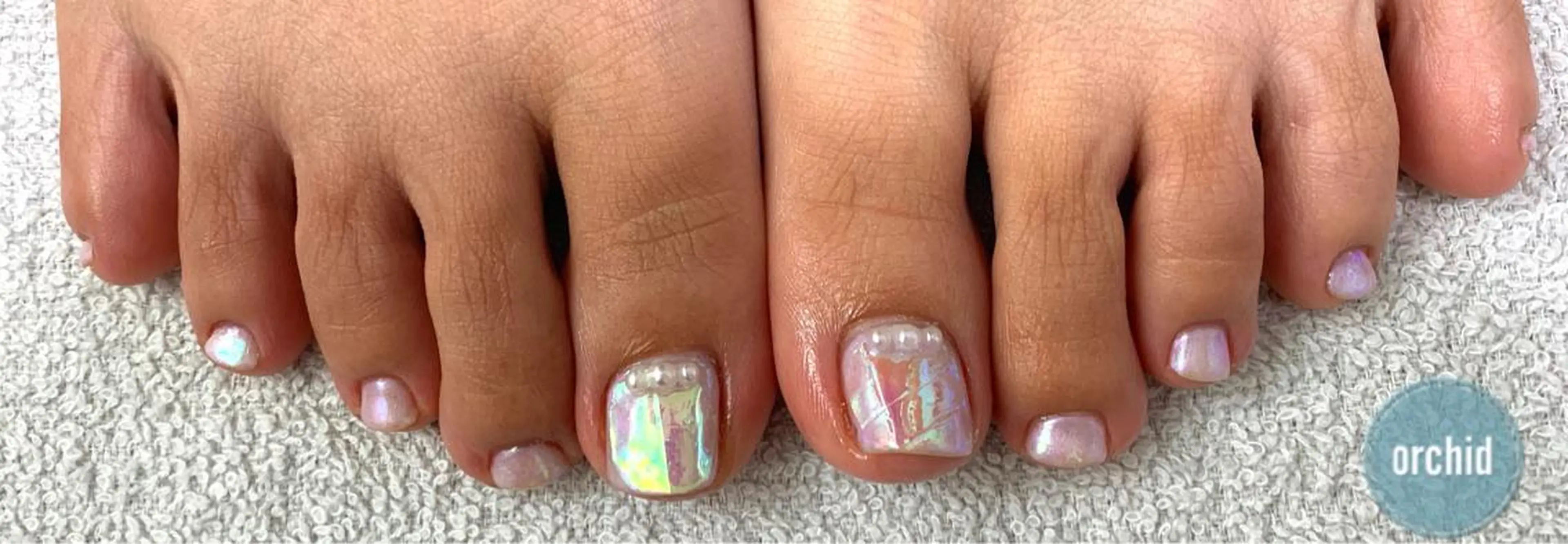 ネイル 氷ネイル・うるうるネイル フットネイル orchid ♡オーキッドのネイルデザイン