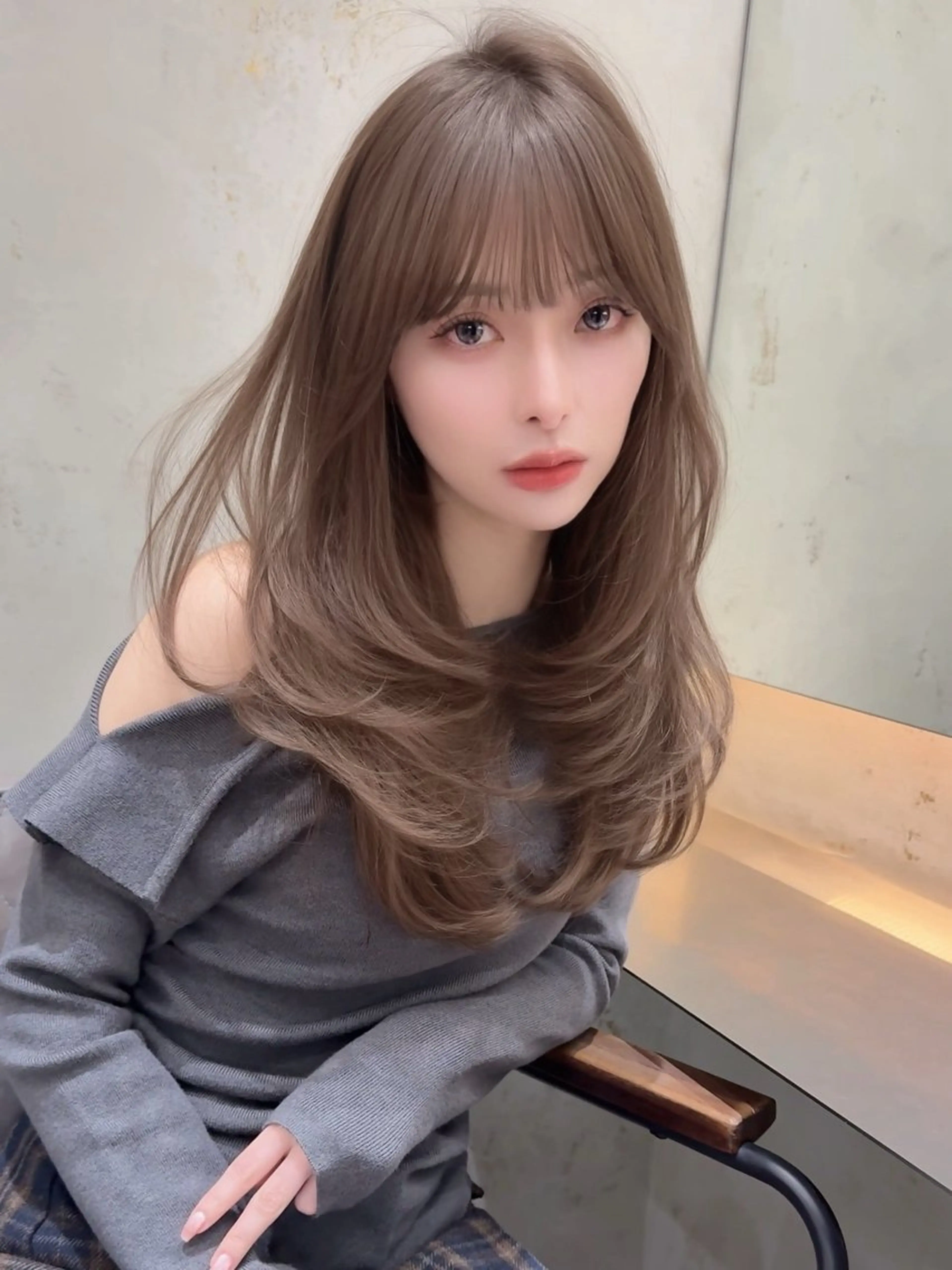 セミロング カラー カット ヘアカラー トリートメント Lond mare レイヤーカット/韓国のヘアスタイル