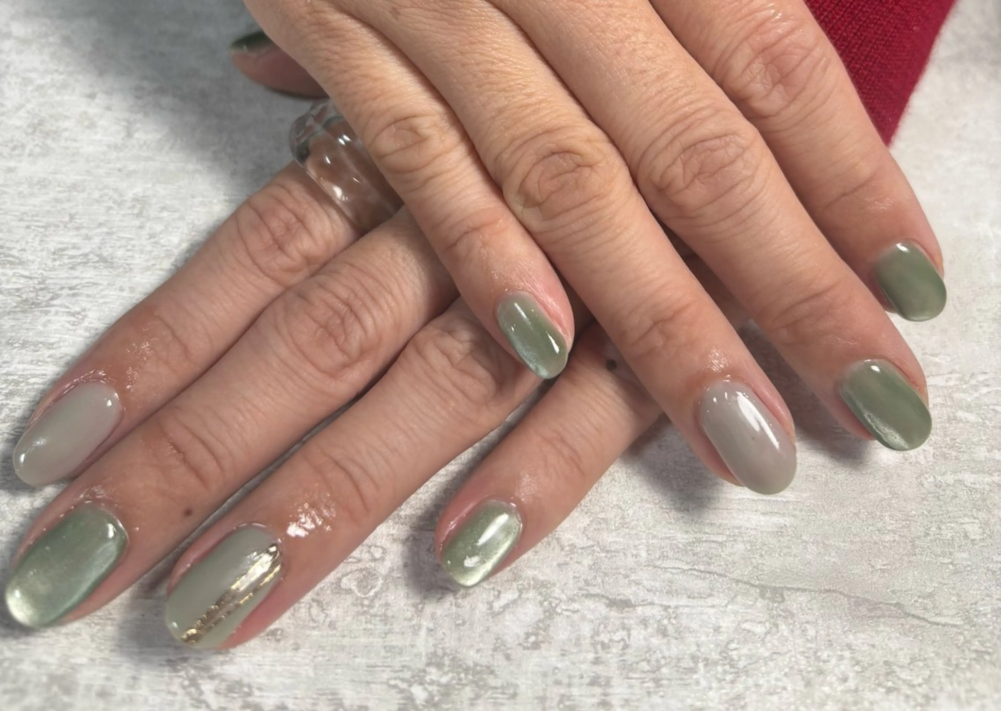 ネイル オーロラネイル ブルー フットネイル フレンチネイル ジェルネイル ハンドネイル kiki nail たまプラーザのネイルデザイン