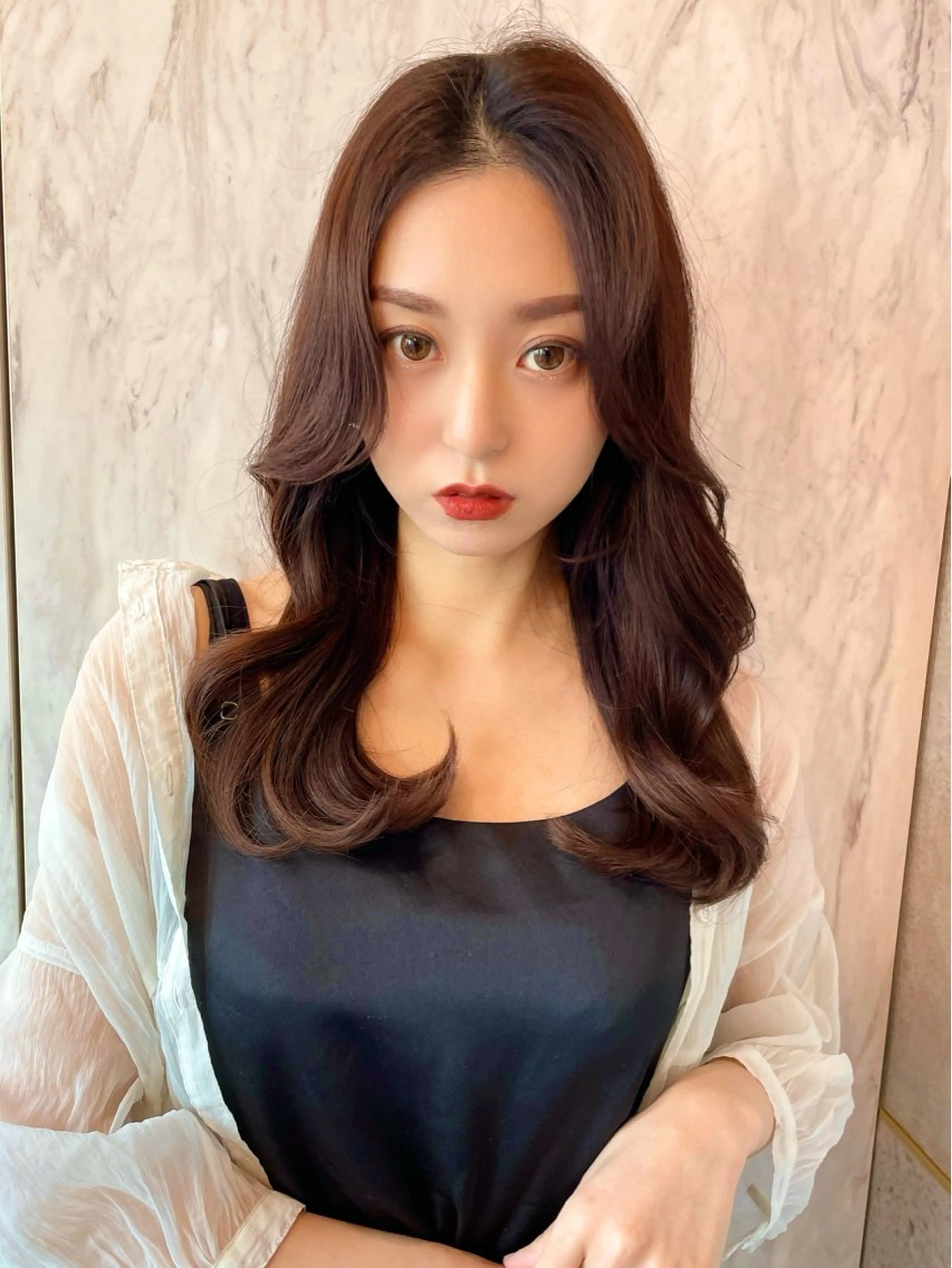 セミロング カラー ベージュカラー ブリーチ 透明感カラー ダブルカラー グレージュ カット ヘアカラー 韓国ヘア🤍顔周り/ 髪質改善✨/林遼一郎のヘアスタイル