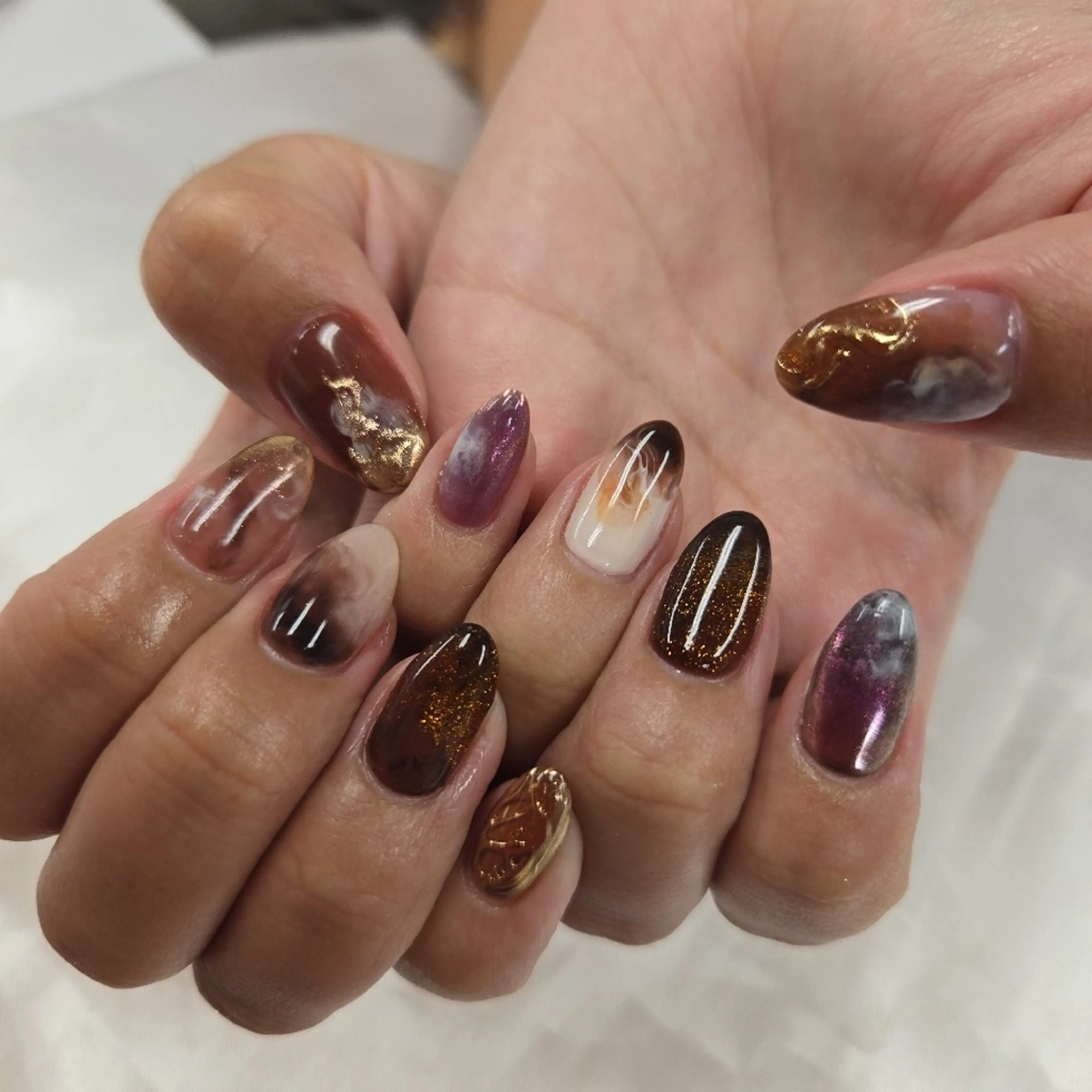 ネイル アートネイル オーロラネイル チークネイル ジェルネイル グラデーション ハンドネイル 河野ちえ (雑誌掲載サロン)のネイルデザイン