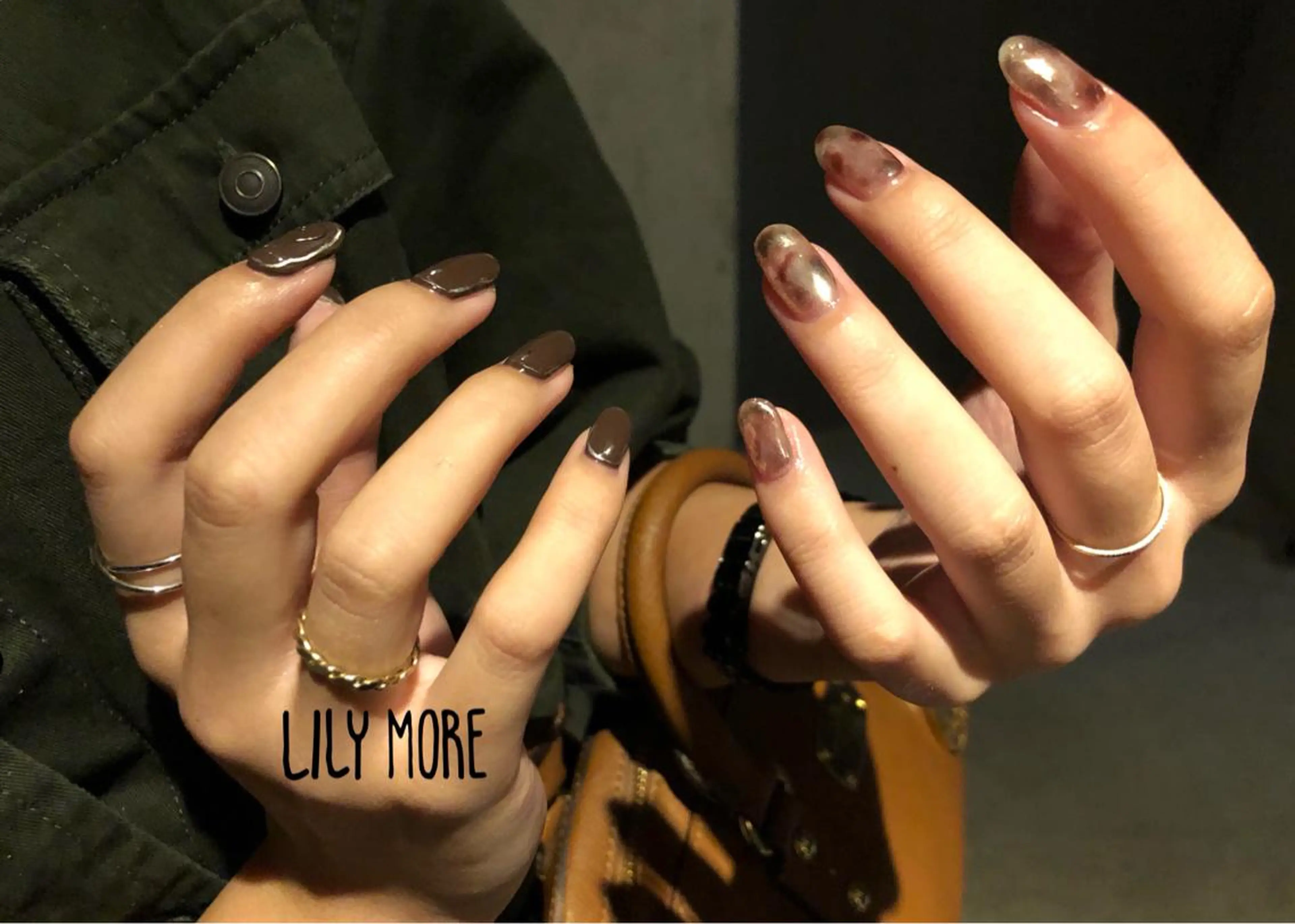 ネイル べっ甲ネイル ミラーネイル Lily closetのネイルデザイン