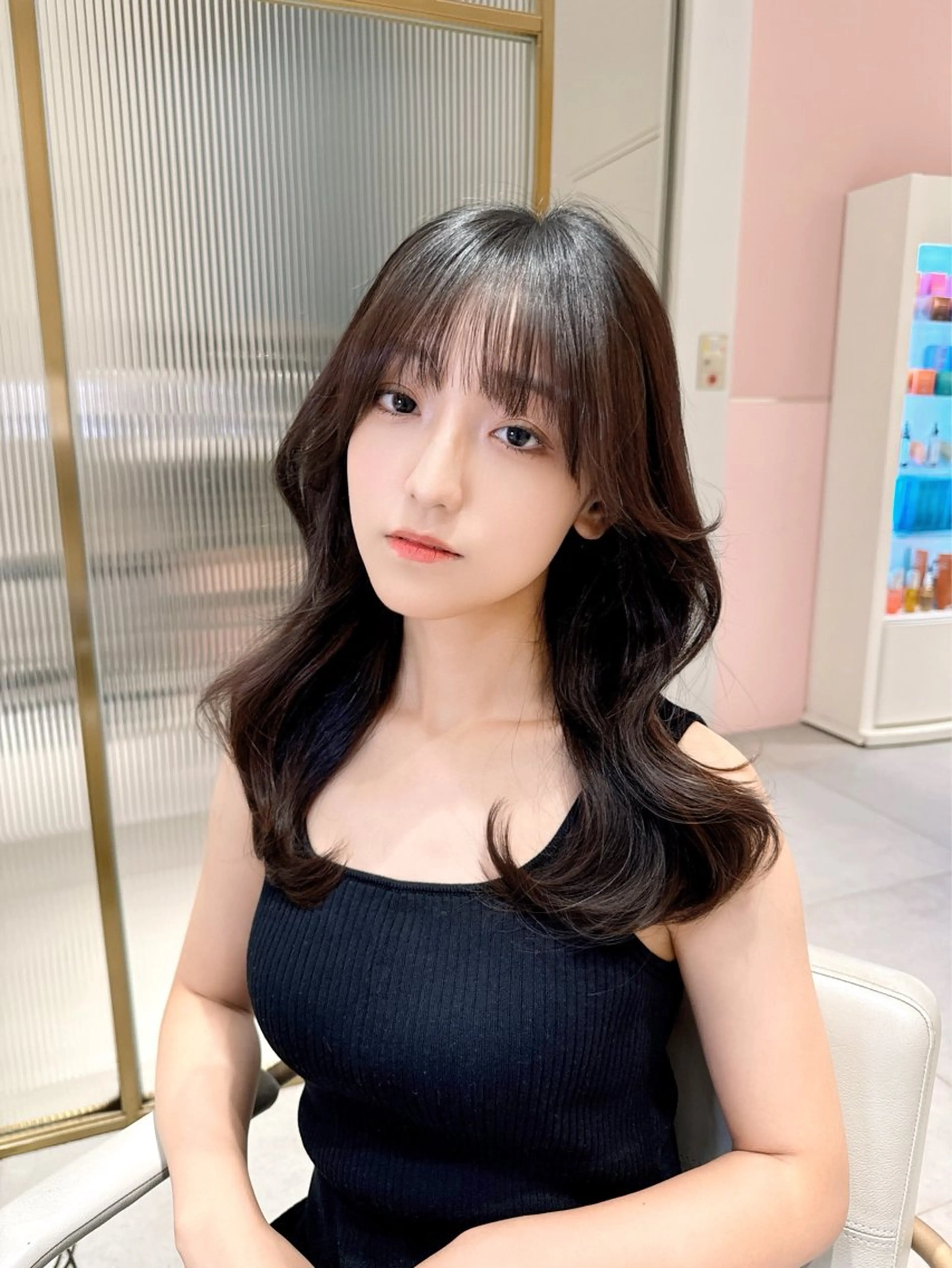 ロング カラー カット ヘアカラー トリートメント ヘッドスパ ヘアセット 韓国ヘア/レイヤー/ 顔まわり/りょーとのヘアスタイル