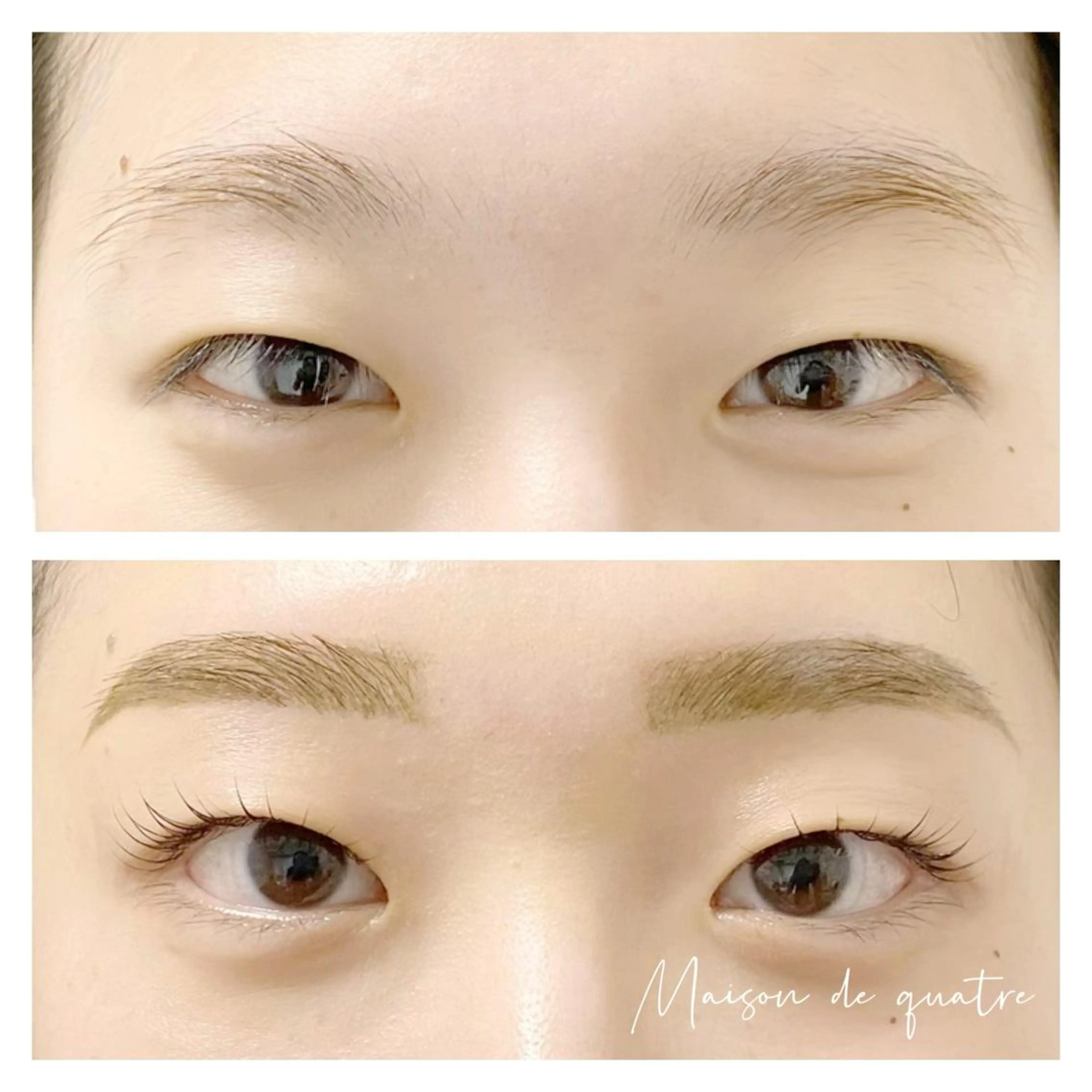 マツエク・マツパ ブラウンラッシュ カラーマツエク フラットラッシュ まつげパーマ 一重×まつ毛パーマ Maison de quatreのマツエク・マツパデザイン