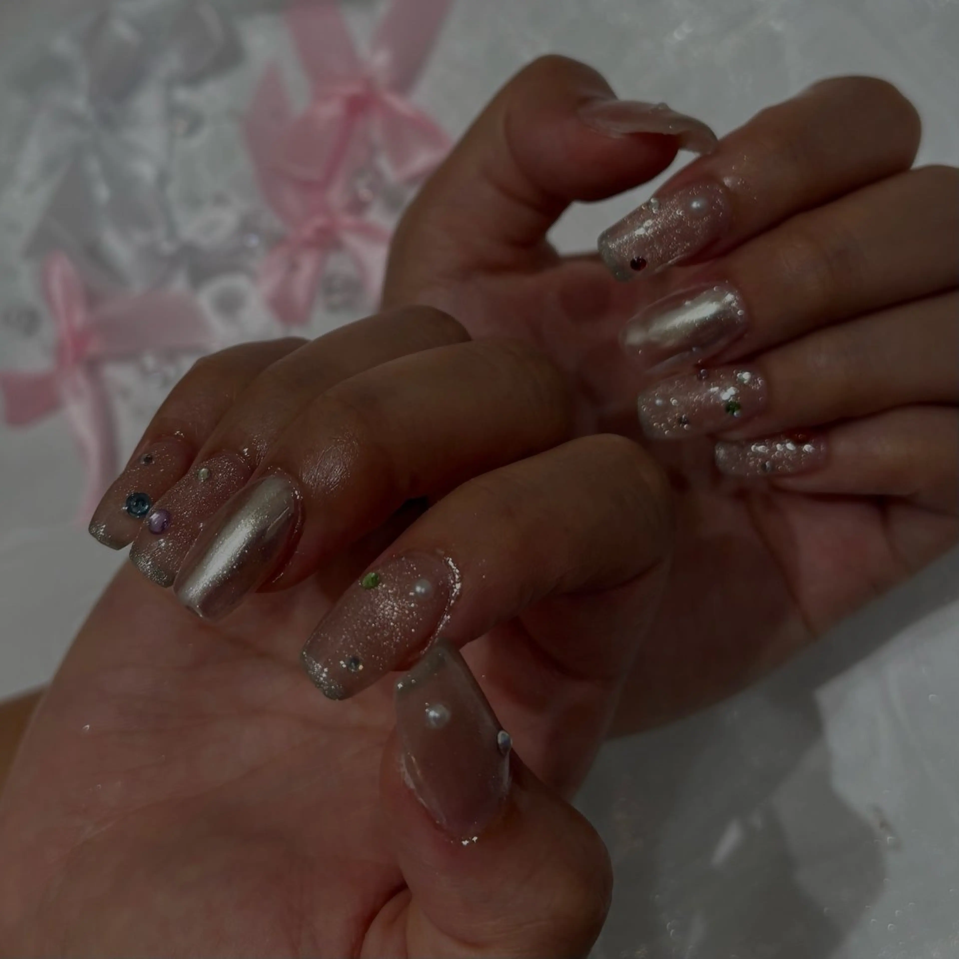 ネイル 長さ出し フットネイル ハート キラキラネイル 韓国ネイル Vante梅田店所属・vante_aimi .パラジェル取扱店のネイルデザイン