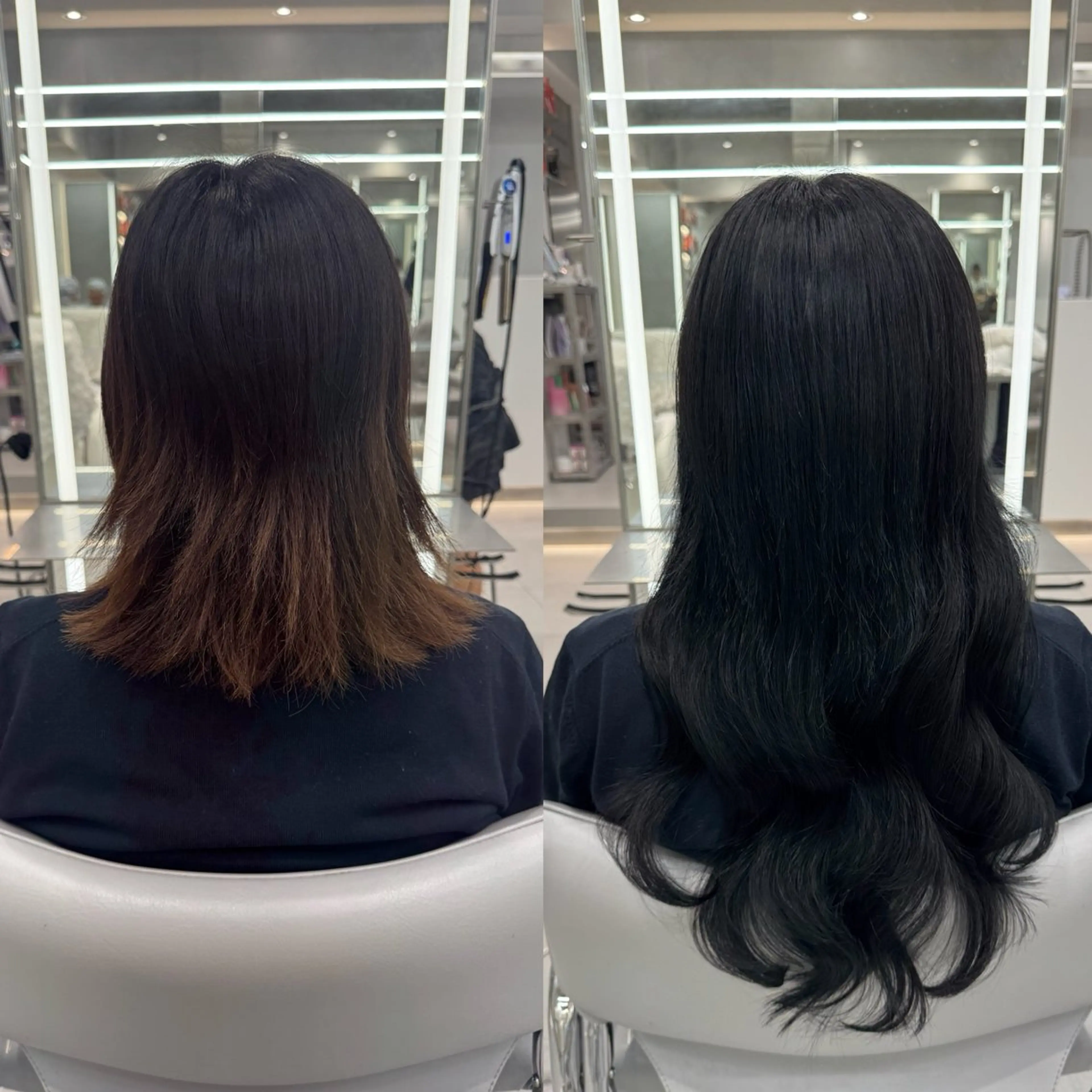 ロング カラー シールエクステ アッシュ バレイヤージュ ベージュカラー 黒髪 カット ヘアカラー エクステ ar+ ❤︎ maiのヘアスタイル