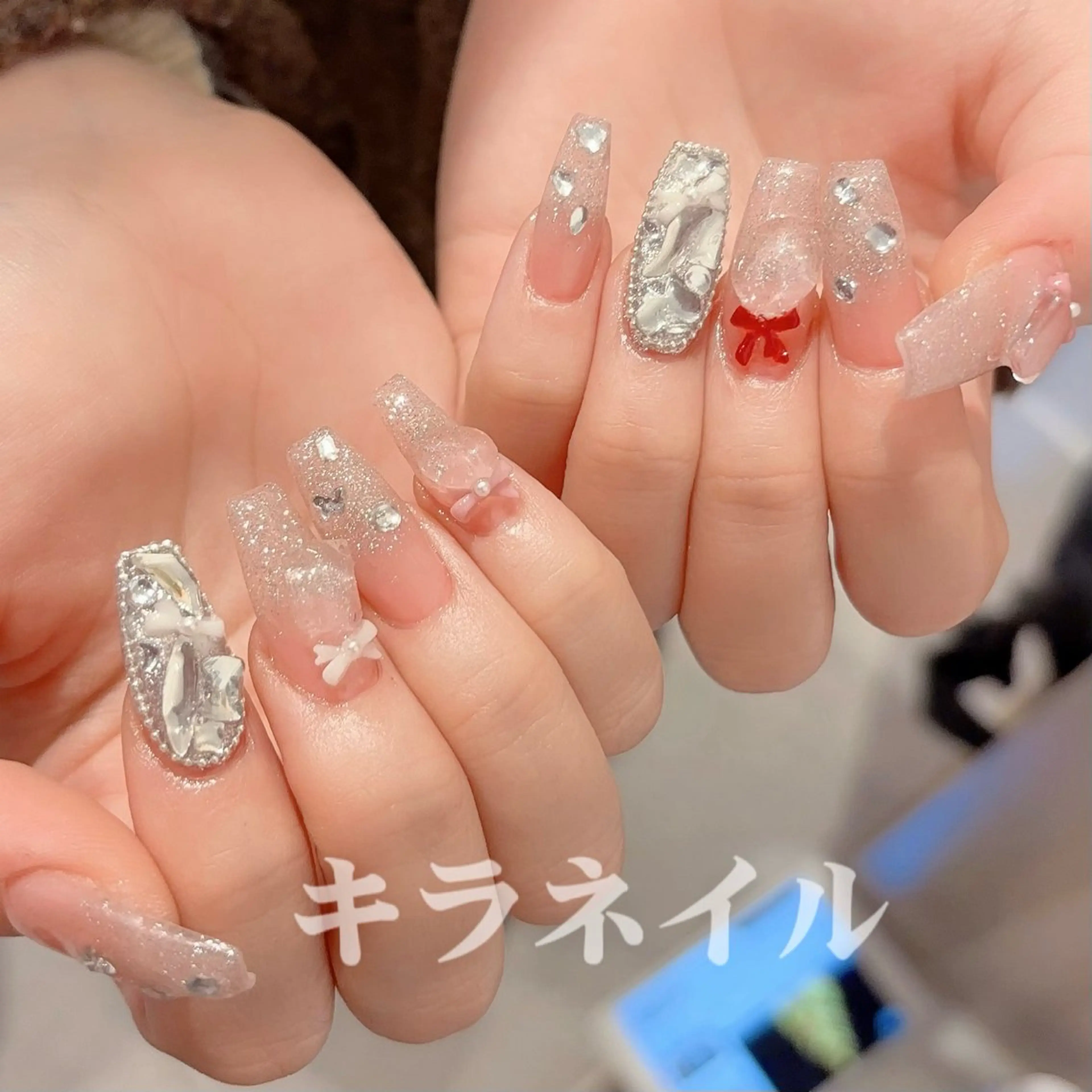 ネイル ハンドネイル 🎀kira 長さだし💗モチ最高のネイルデザイン