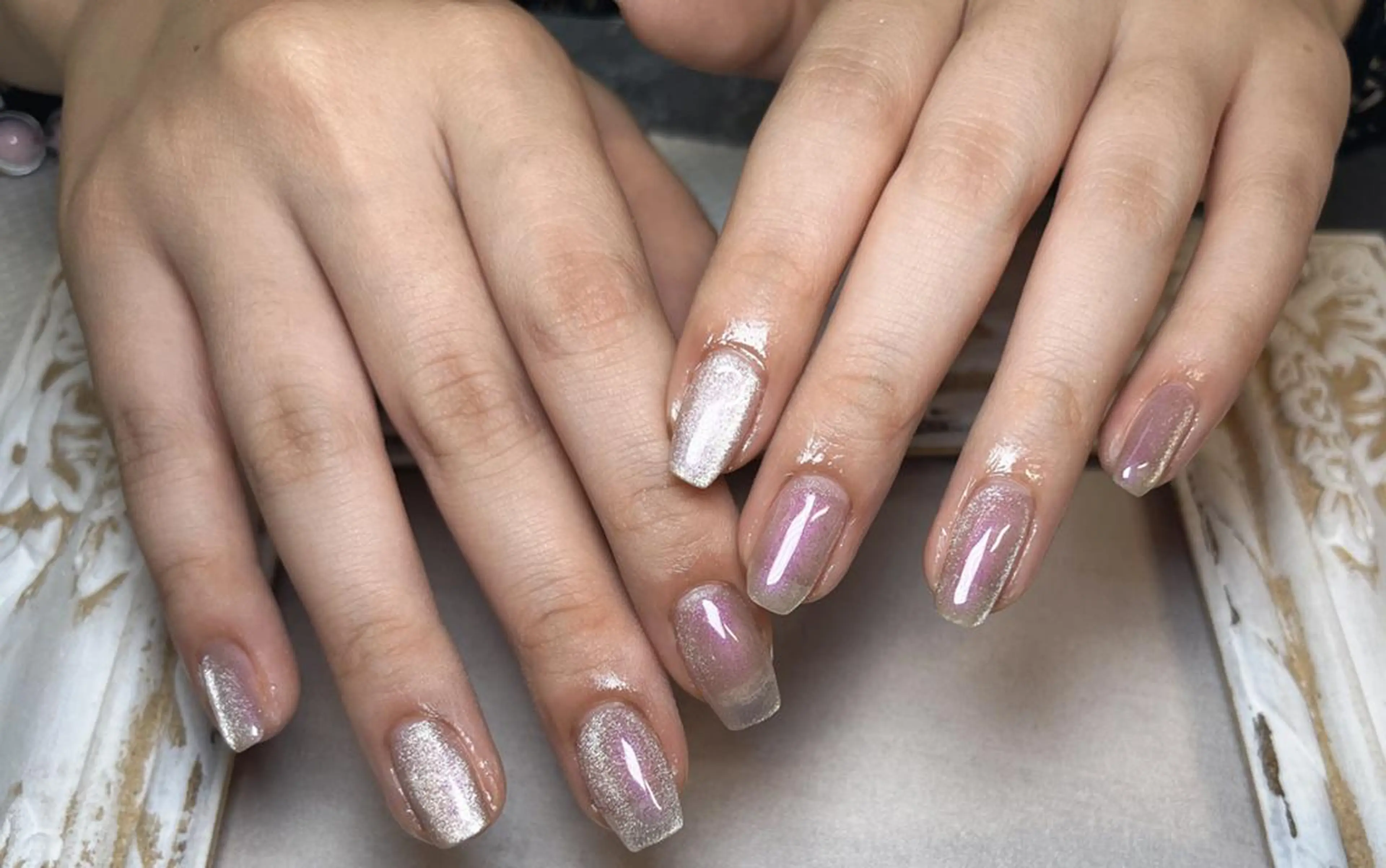 ネイル ブラウン 長さ出し 韓国ネイル 持ち込み ワンホンネイル AB マツエクネイルサロンのネイルデザイン