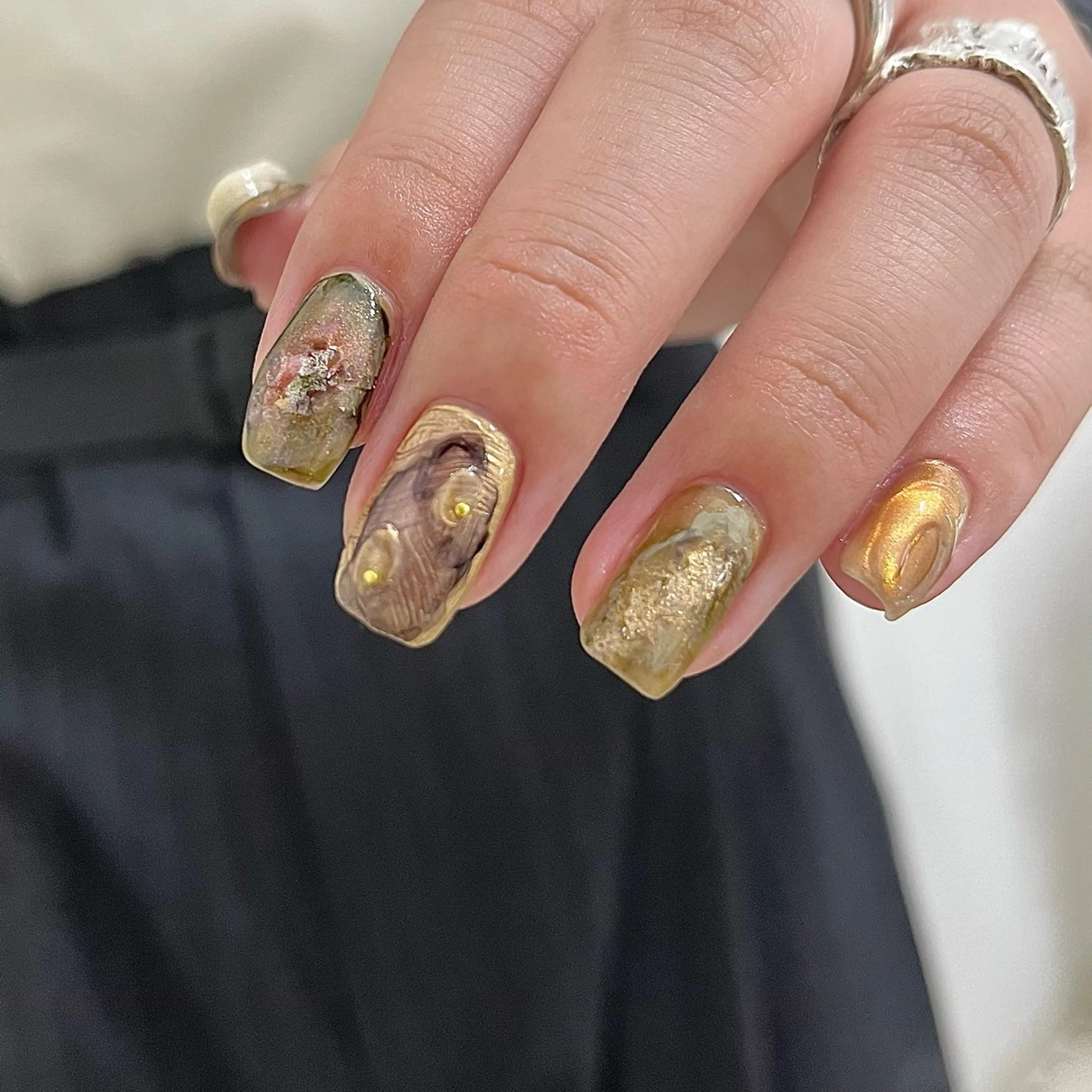 ネイル グリーン ハンドネイル vegh. nail／阿波座のネイルデザイン
