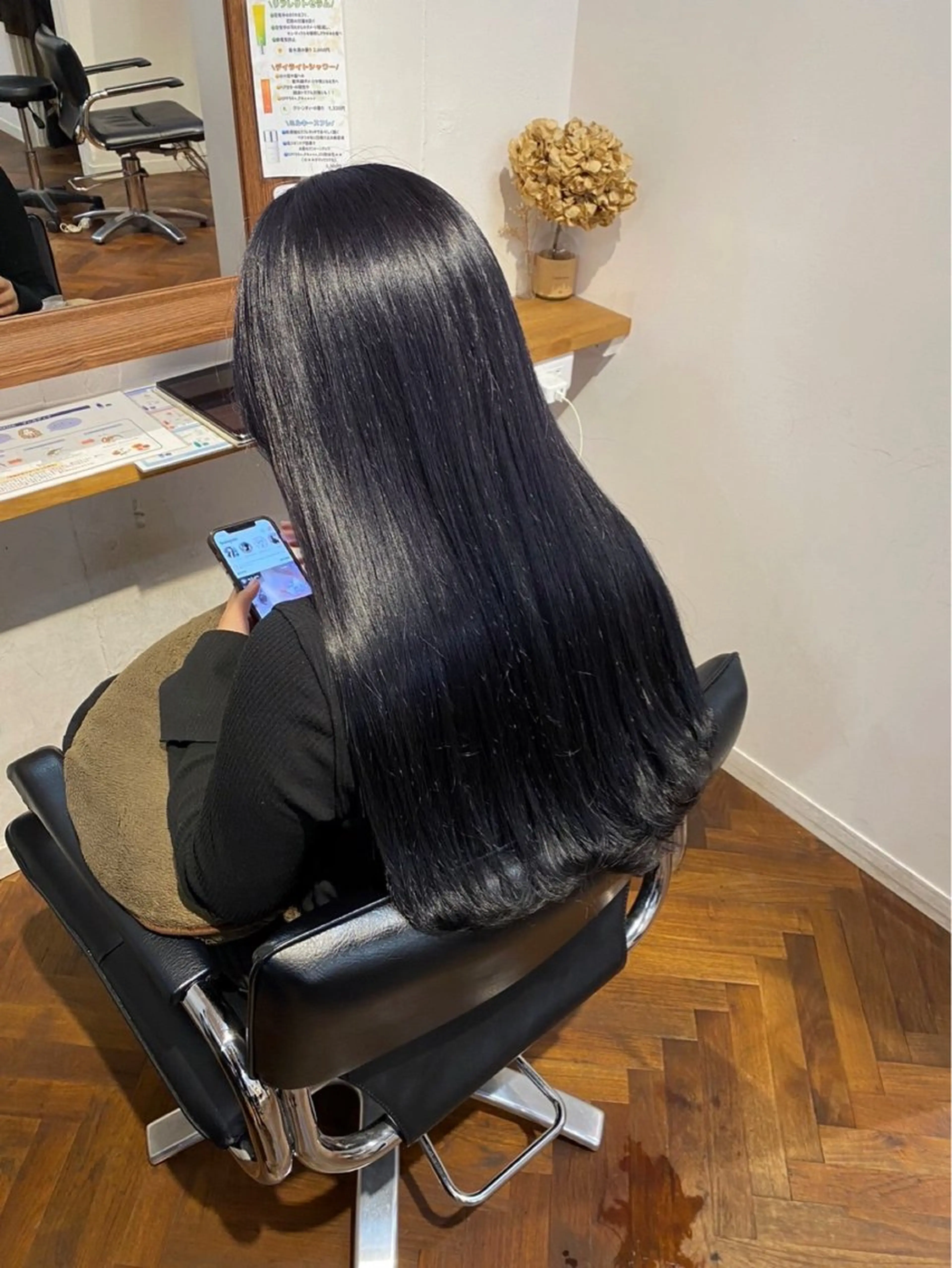 ロング カラー 黒髪 ブルーカラー ブルーブラック 田中来夢 Jr.スタイリストのヘアスタイル