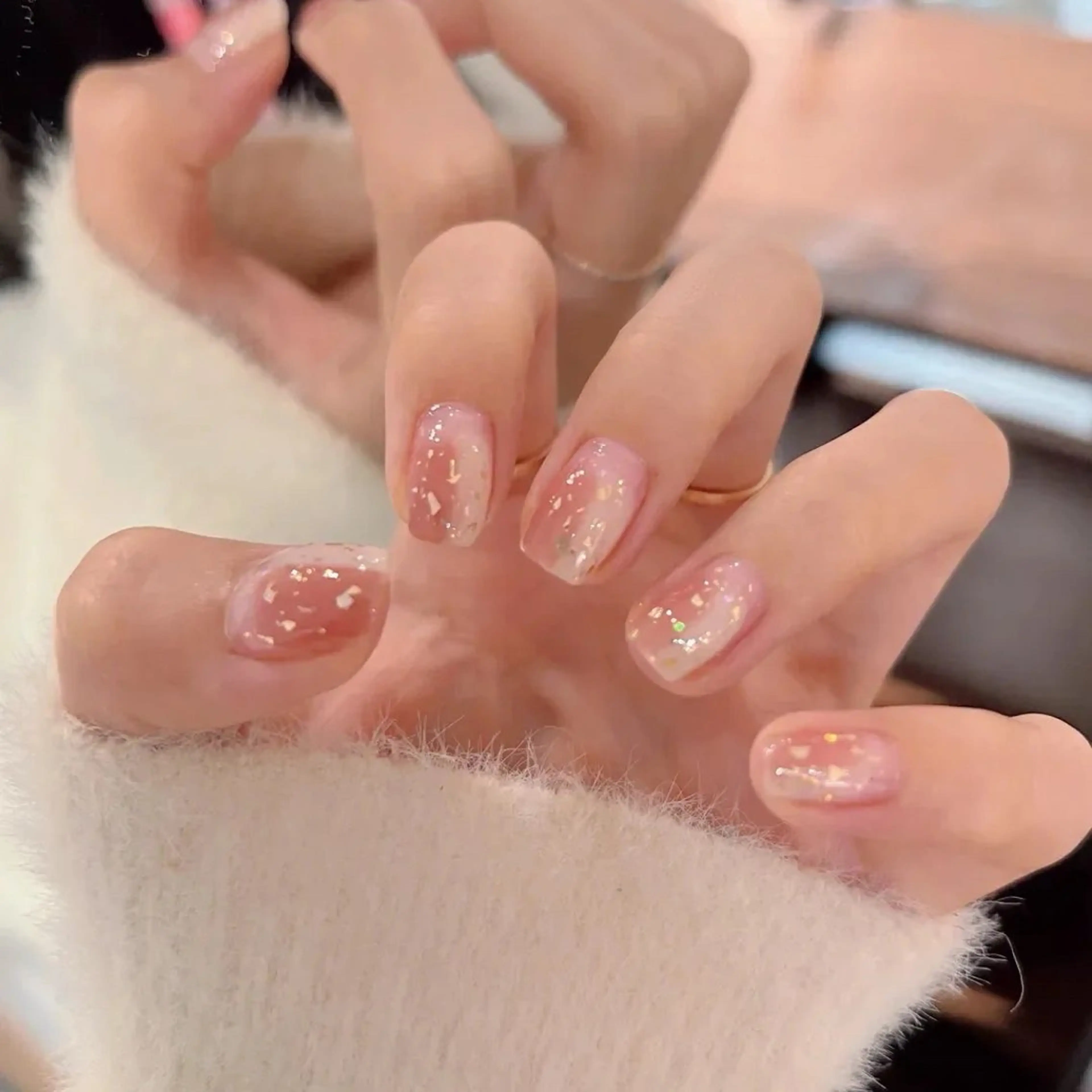 ネイル アートネイル フレンチネイル ジェルネイル ガラスフレンチ 韓国ネイル Kozeni NAIL SALONのネイルデザイン