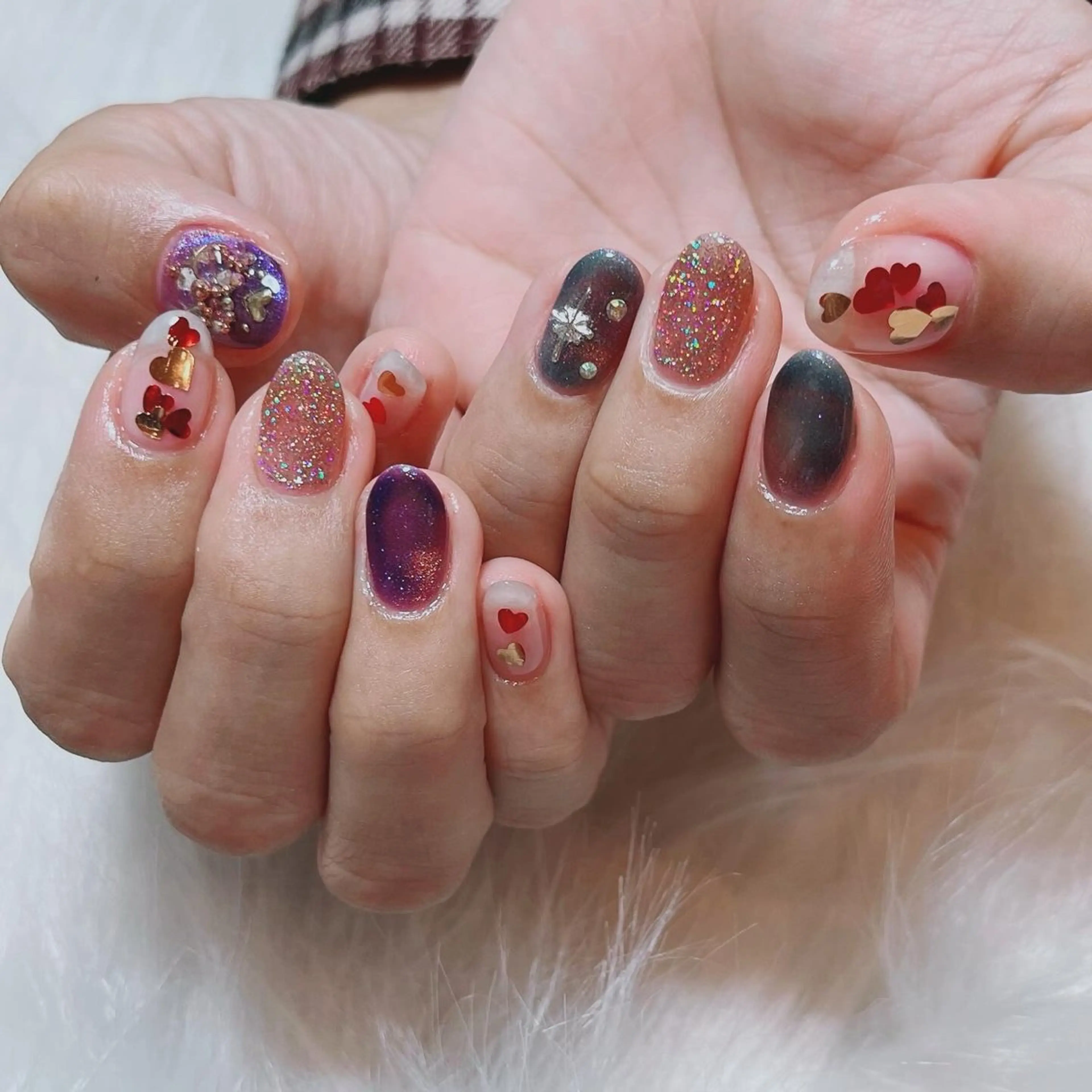 ネイル フラッシュネイル マグネットネイル 冬ネイル クリスマス ハンドネイル ruirui.naildesign所属・RUI ☆のネイルデザイン