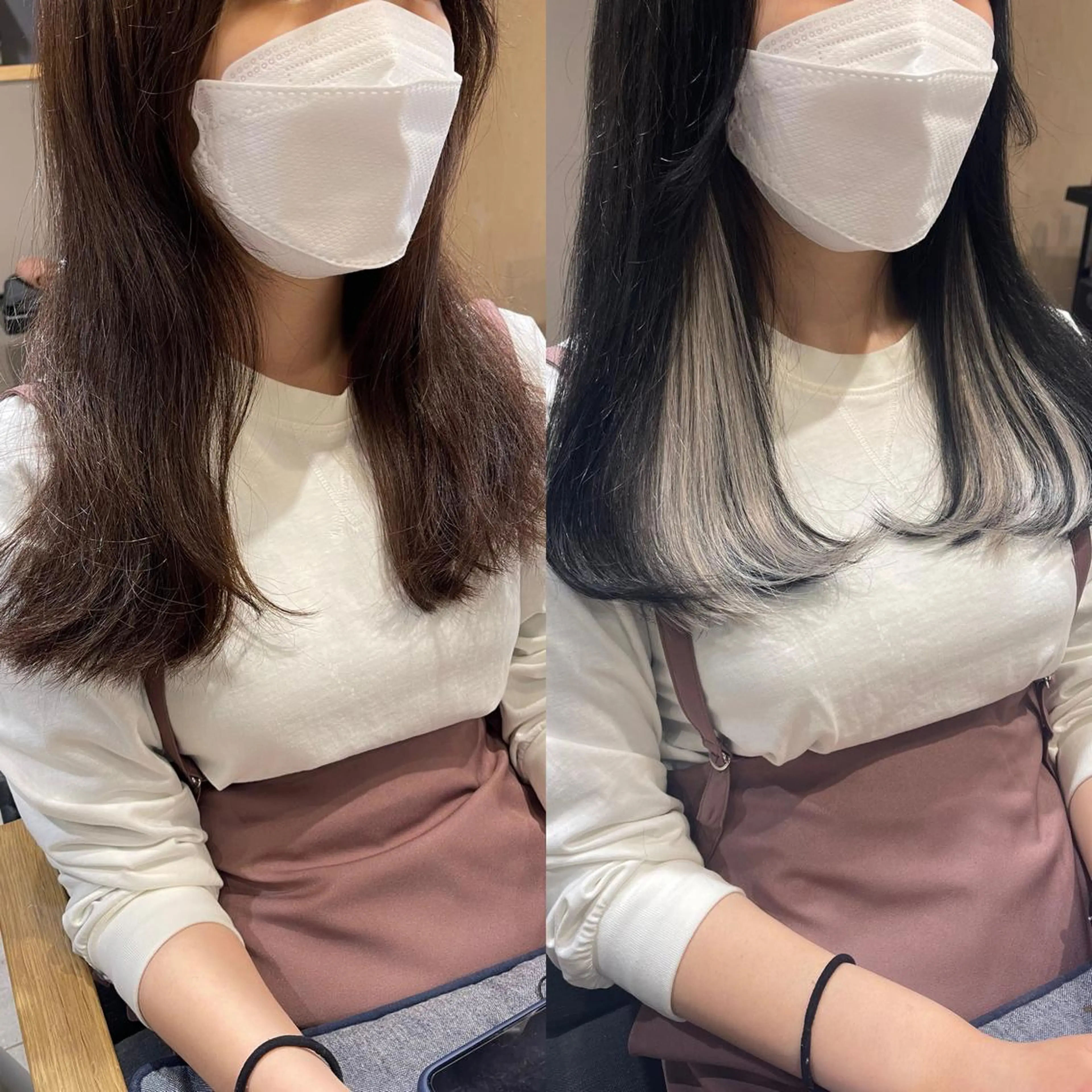 セミロング カラー インナーカラー エクステ ヘアカラー エクステ インナーエクステ渋谷 🦋KAJIのヘアスタイル