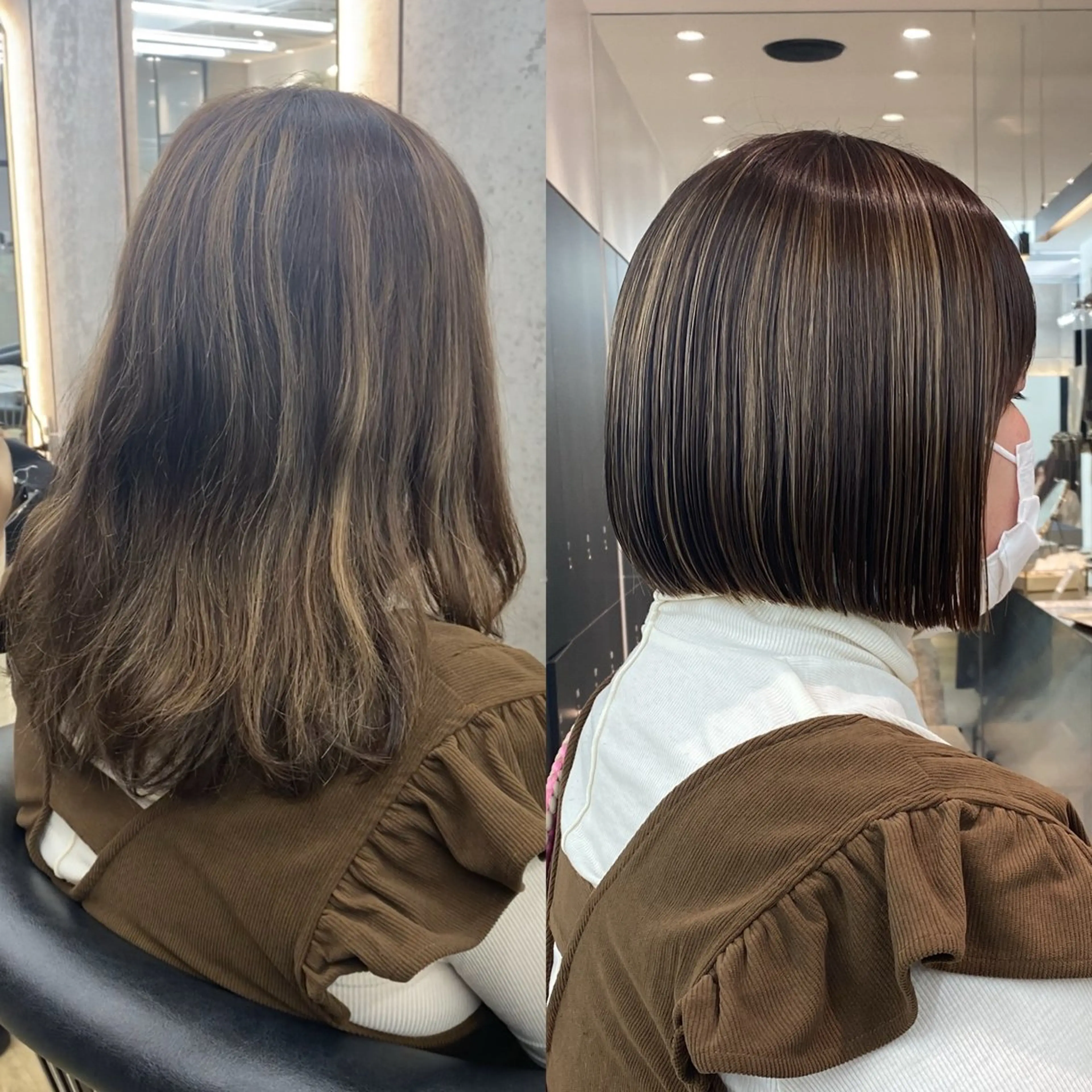 ミディアム カラー ボブ 韓国風ヘア レイヤーボブ縮毛矯正 韓国RINAのヘアスタイル