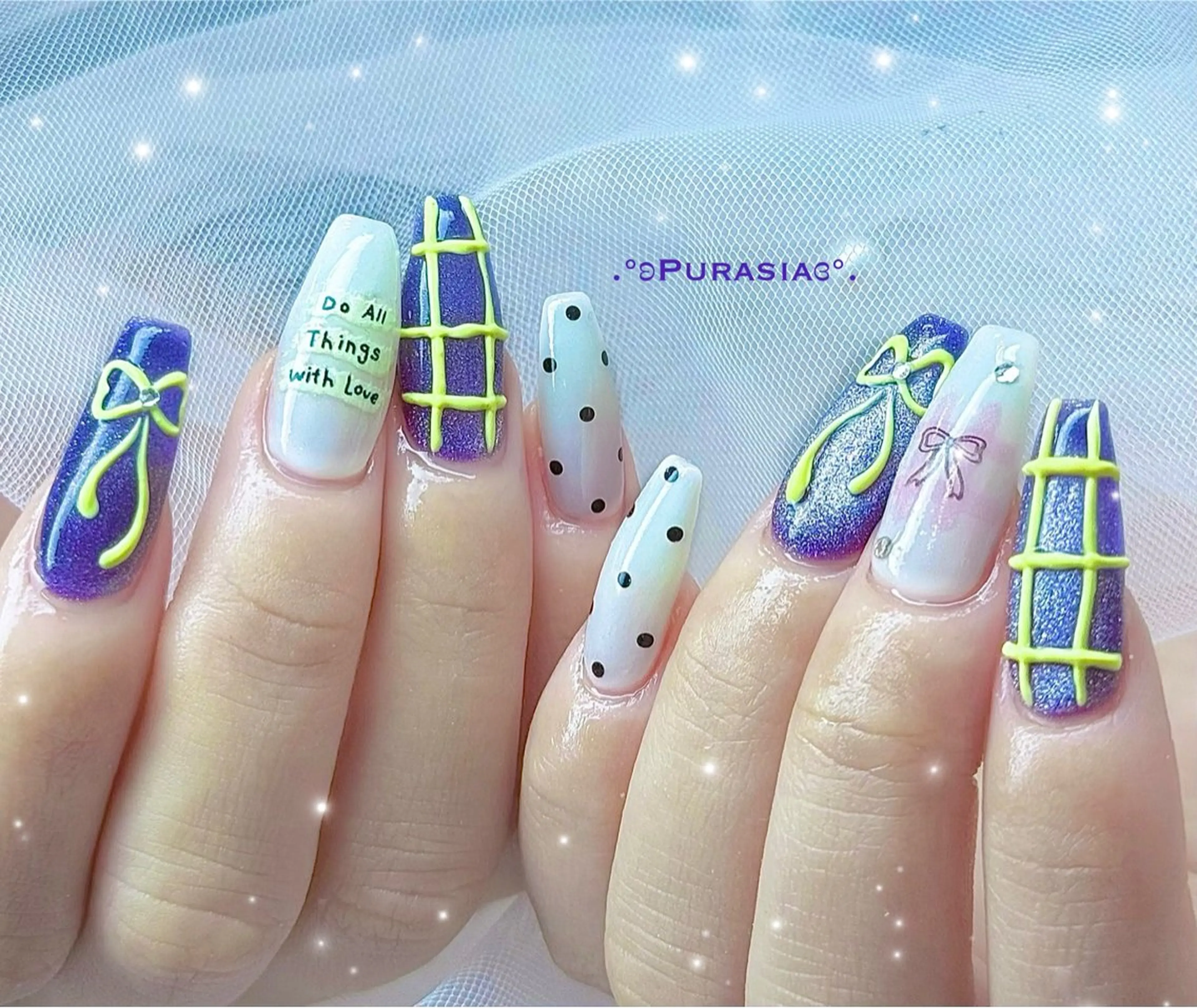 ネイル 長さ出し 韓国ネイル マグネットネイル ワンホンネイル ハンドネイル Purasia高橋✧ マグ/ワンホン/地雷のネイルデザイン