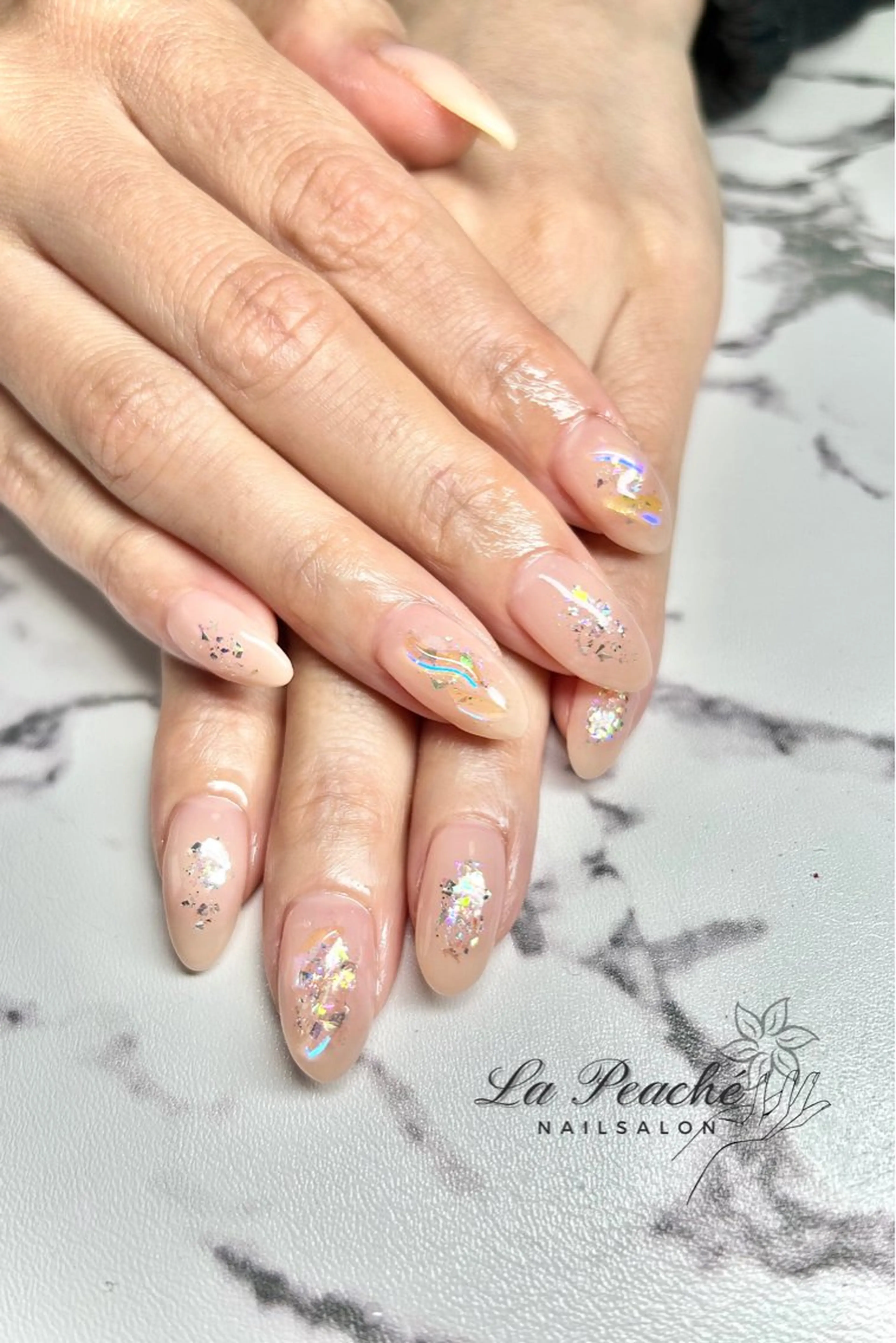 ネイル ラメ(グリッター) ワンカラーネイル ハンドネイル La Peache /嶋田美恵のネイルデザイン